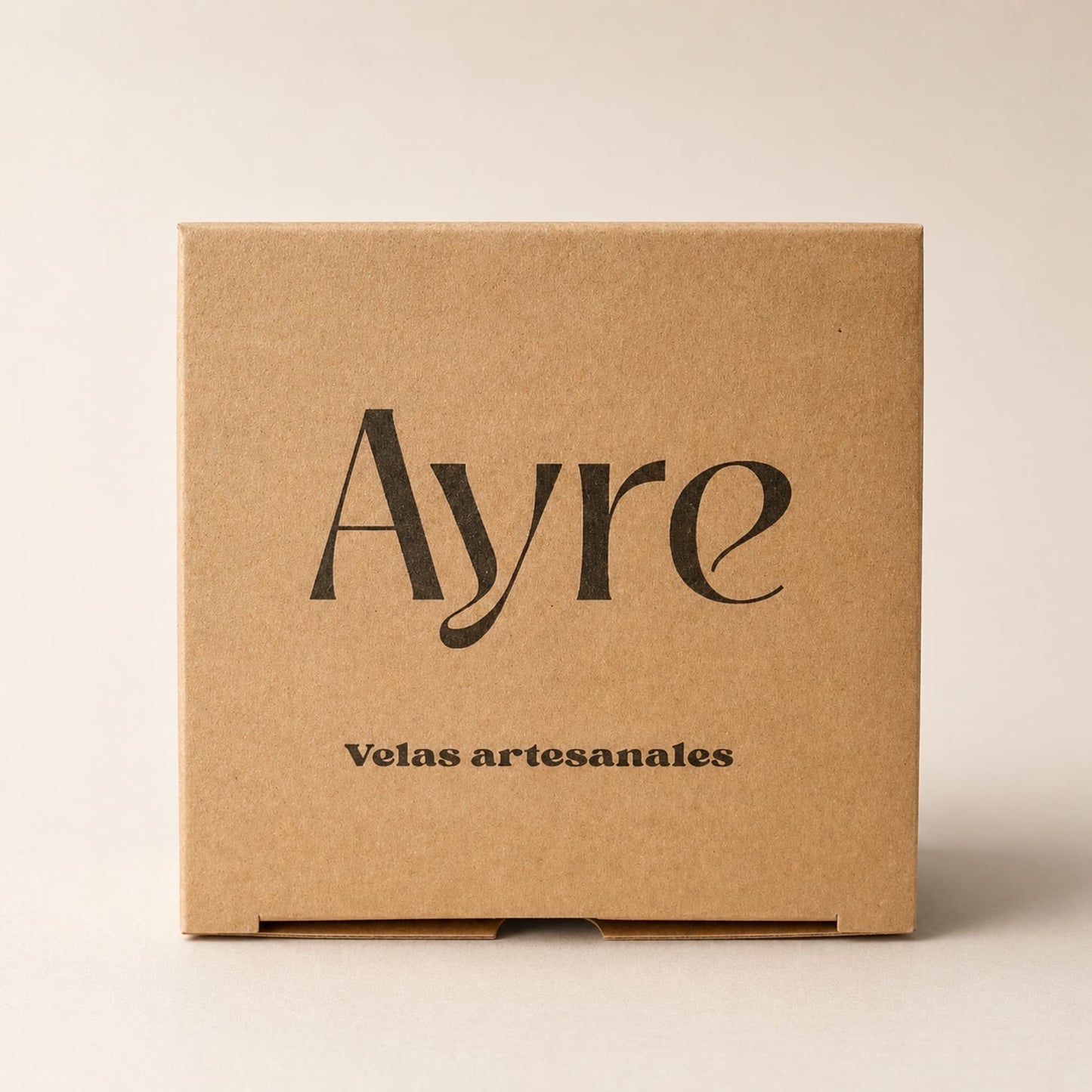 caja de velas artesanales Ayre packaging kraft
