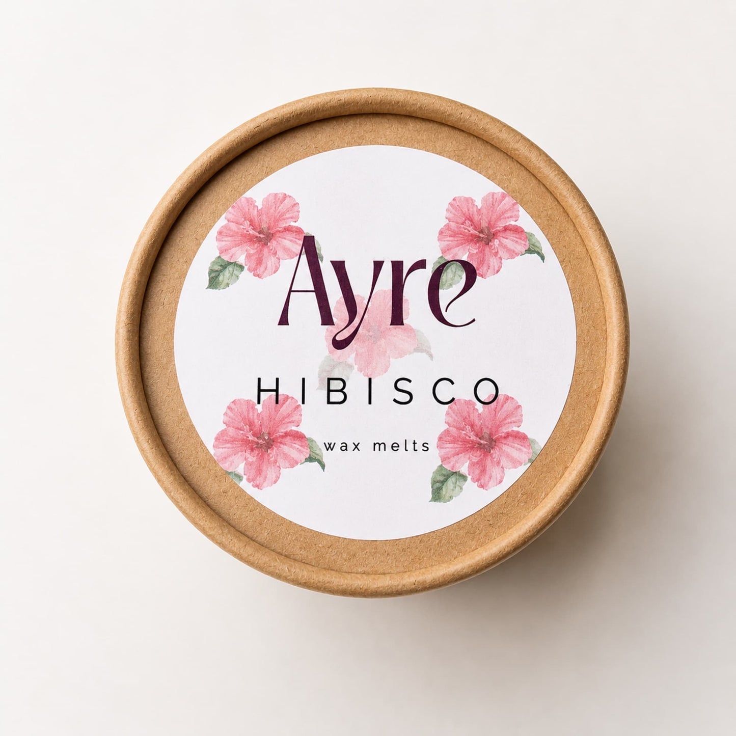 Etiqueta de los wax melts Hibisco de Ayre aroma floral tropical