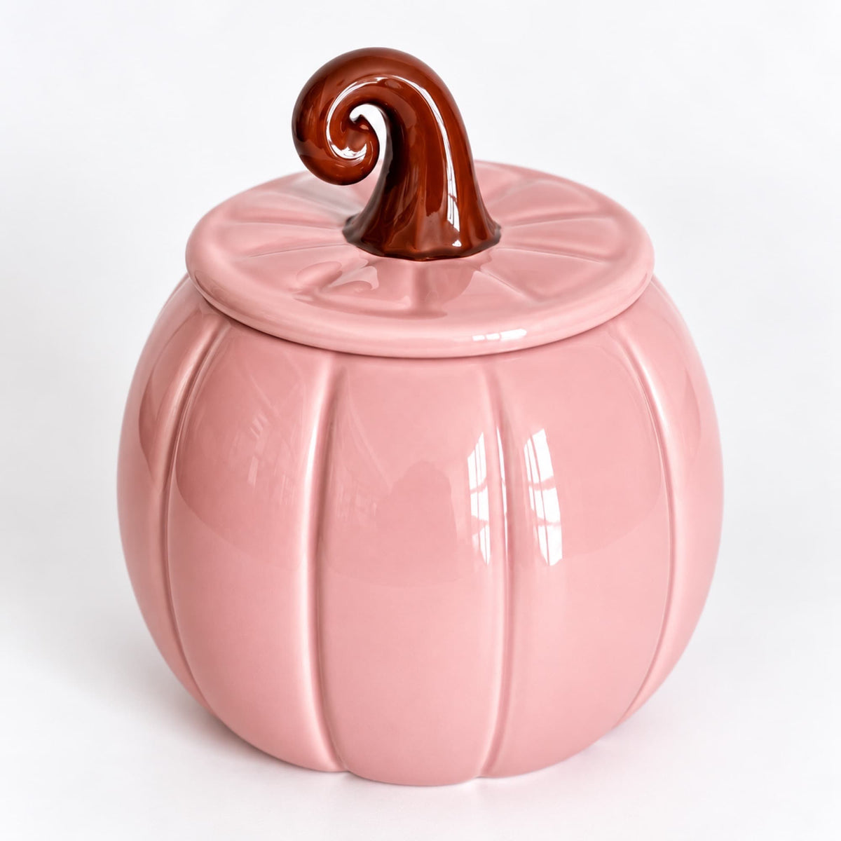 Quemador de wax melts de cerámica rosa con forma de calabaza y tapa, Ayre