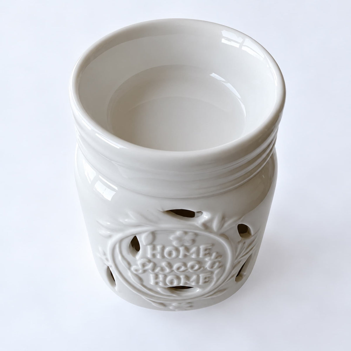 Quemador de wax melts enchufable Sweet Home de cerámica blanca, vista superior