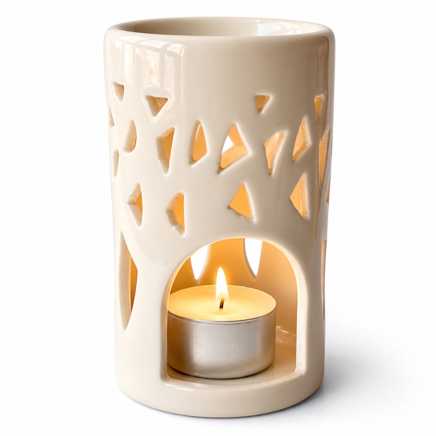 quemador de wax melts Lumina con vela de te encendida