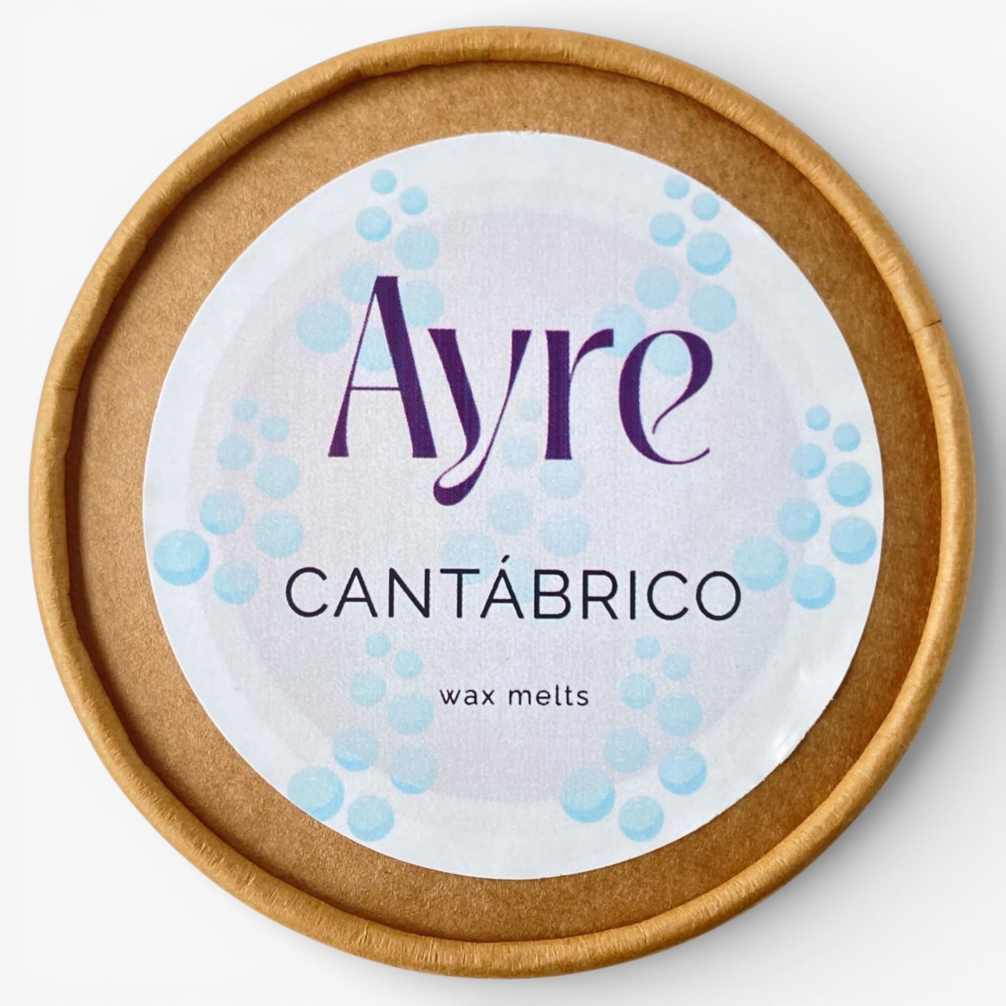 Wax melts de soja aroma Cantábrico Ayre con etiqueta del aroma