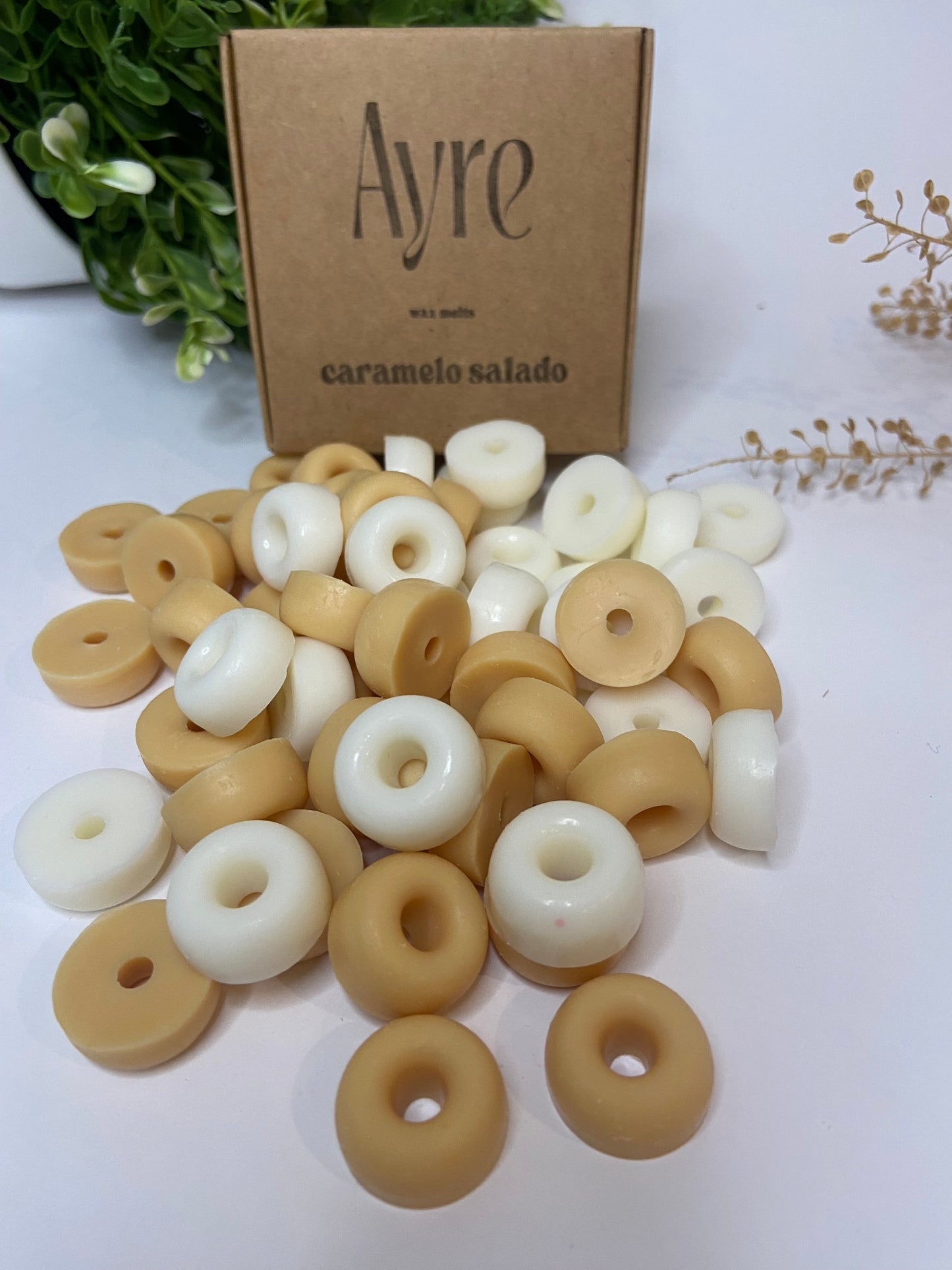 Wax melts de soja aroma caramelo salado artesanales