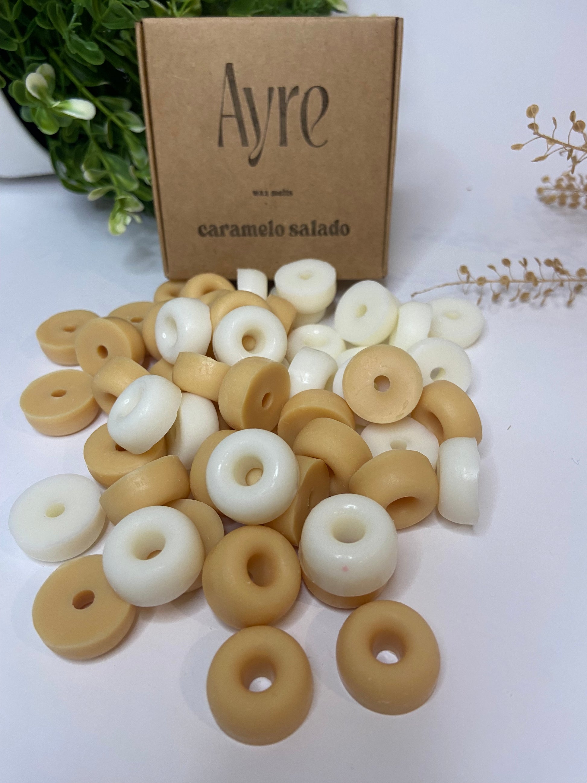 Wax melts de soja aroma caramelo salado artesanales