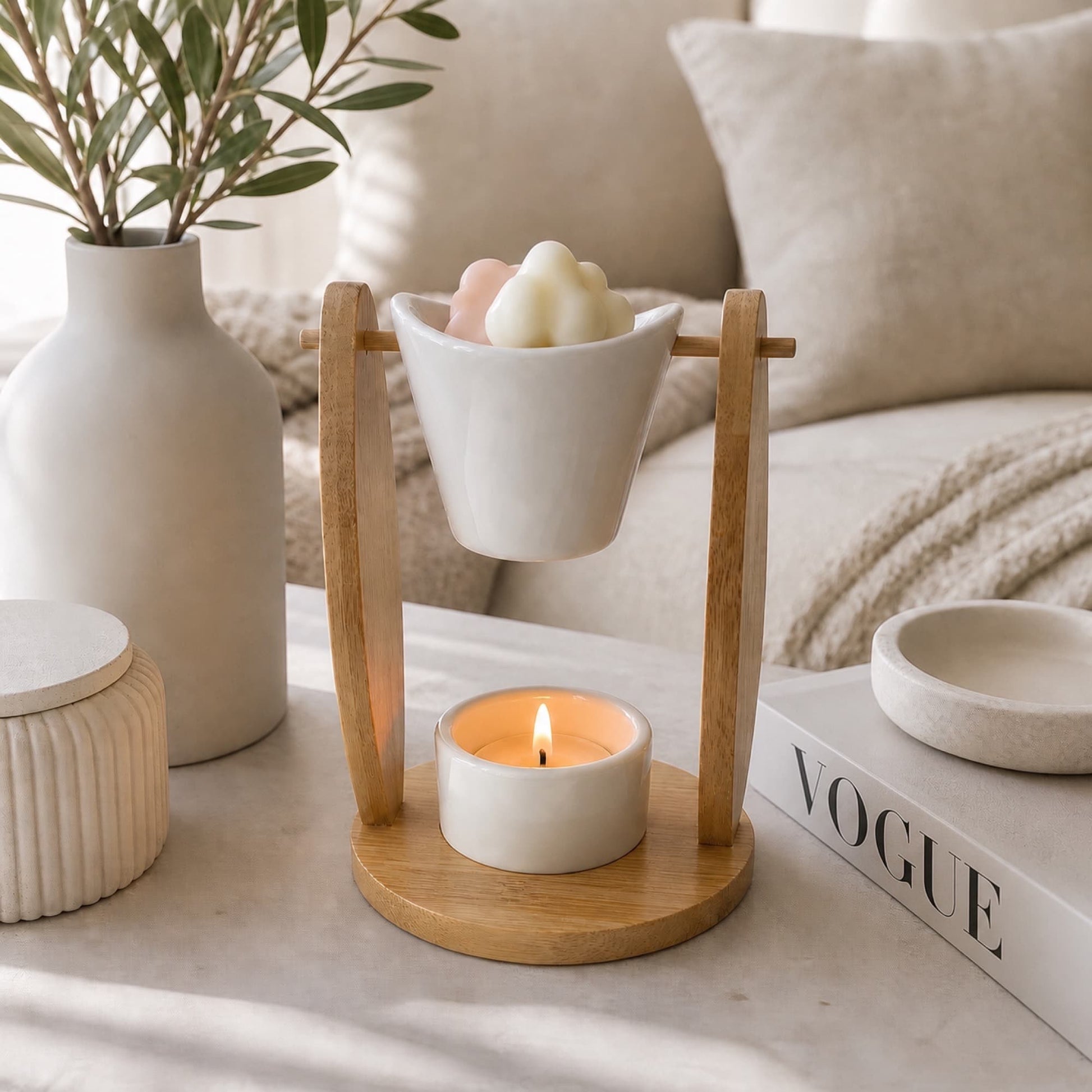 quemador wax melts Satori de  cerámica y bambú Ayre decoración de salón
