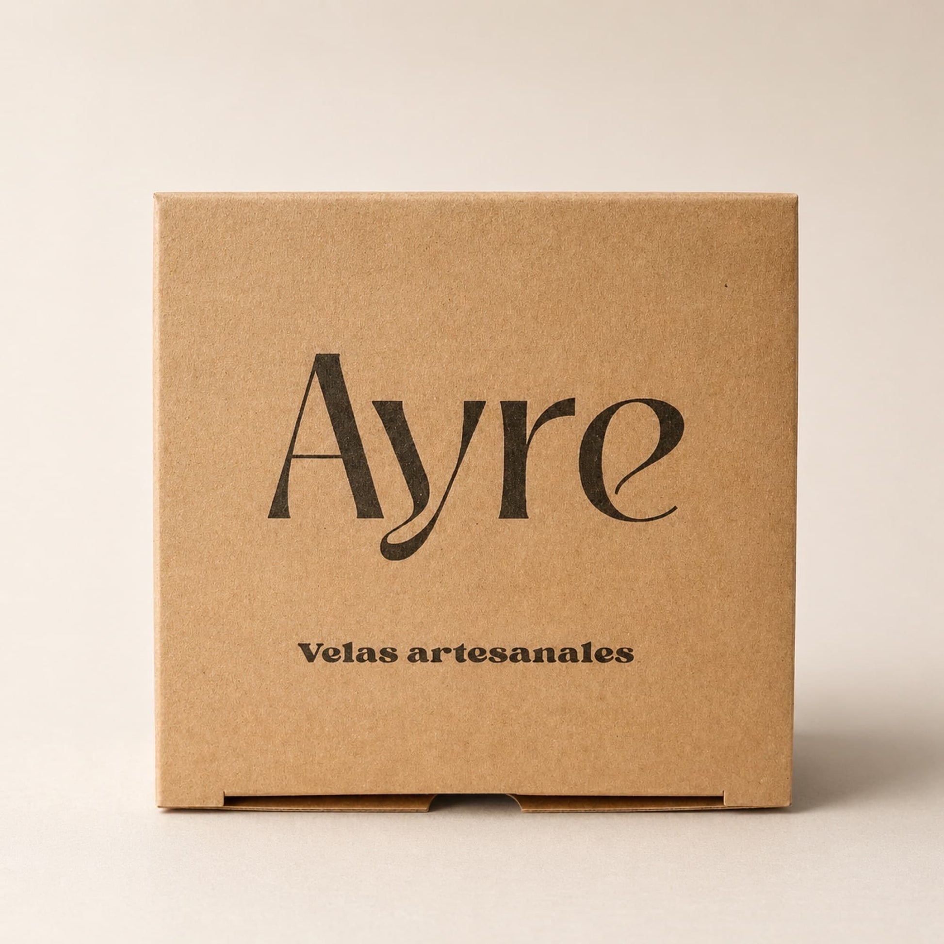 caja de velas artesanales Ayre packaging kraft