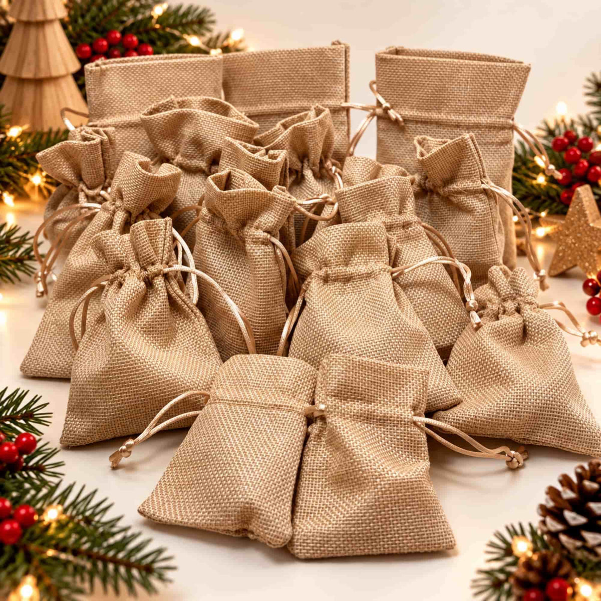 Bolsitas de tela del calendario de Adviento 2026 de Ayre Candle, con velas artesanales, wax melts y accesorios sorpresa para Navidad.