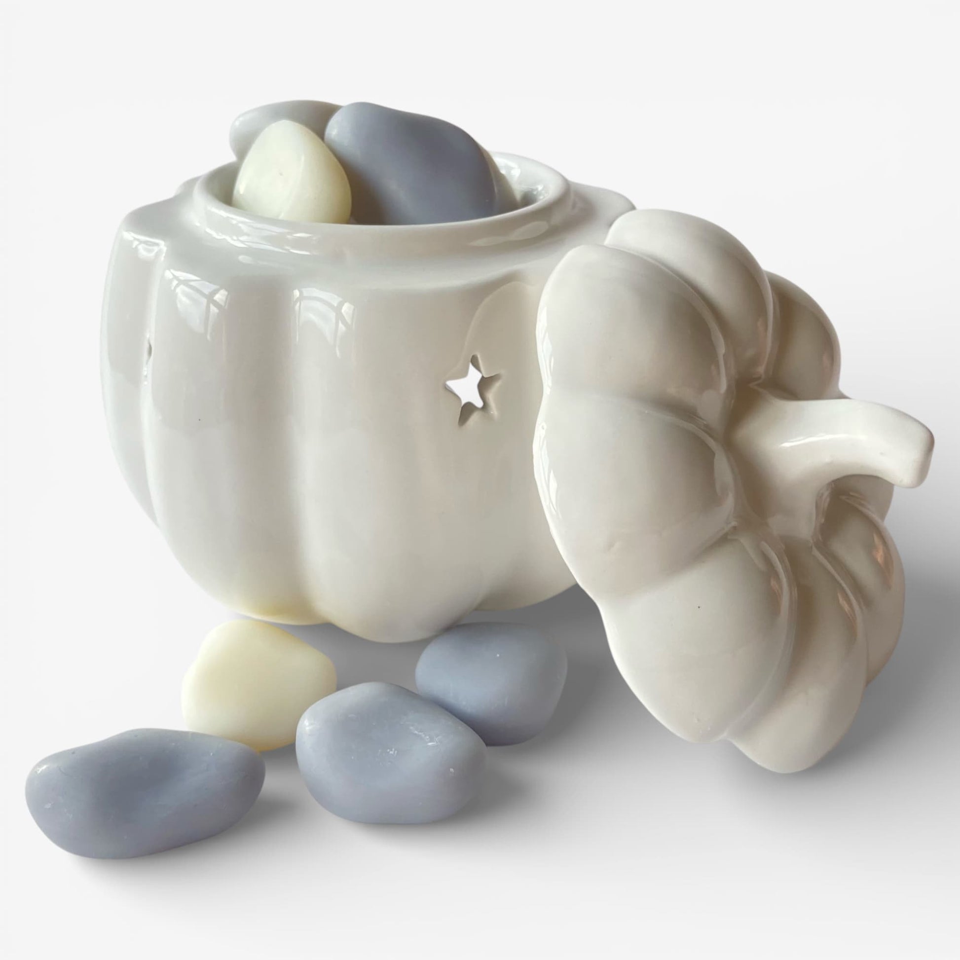 Quemador de cera calabaza utilizando wax melts aromáticos