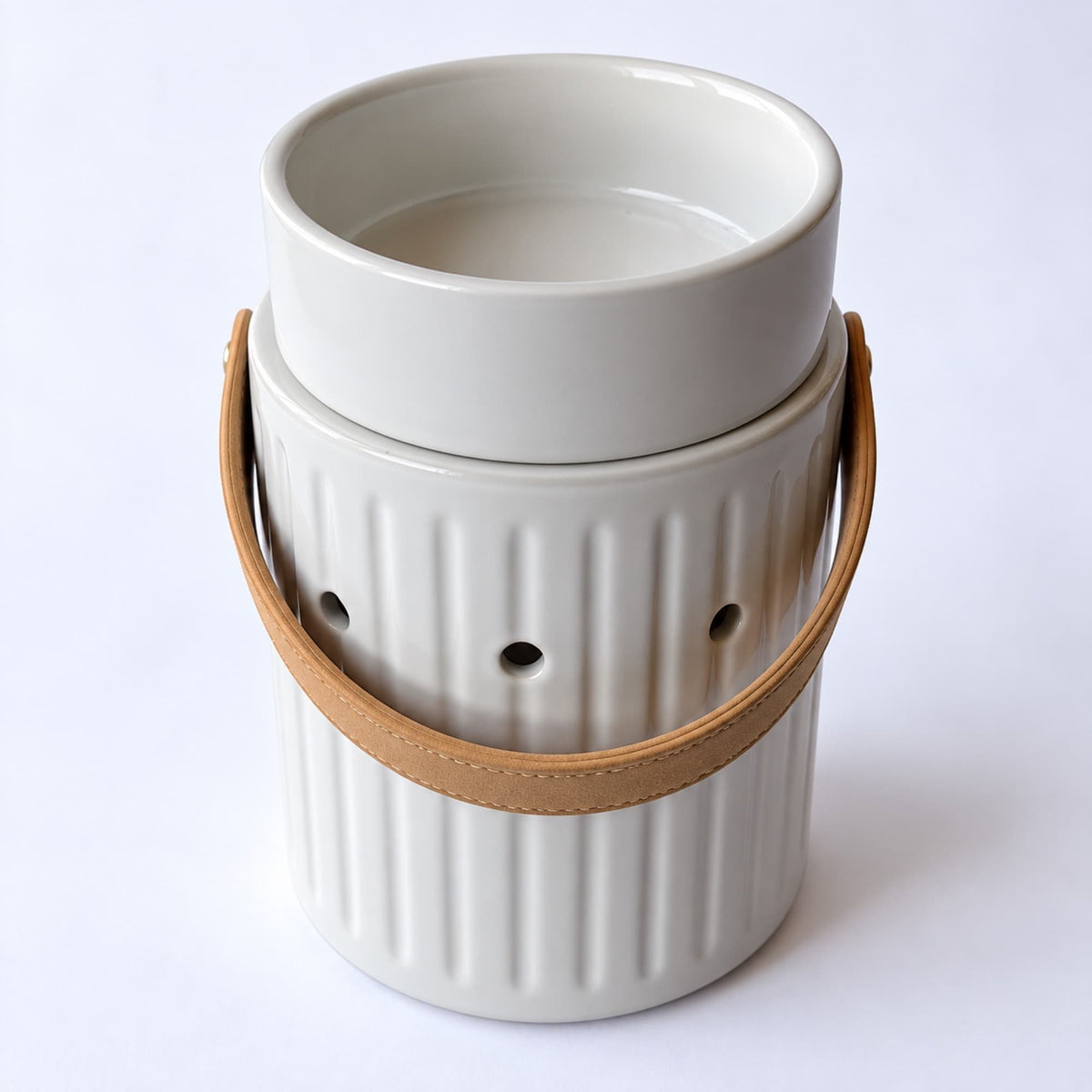 Quemador eléctrico Nordic de cerámica blanca con cuenco para wax melts