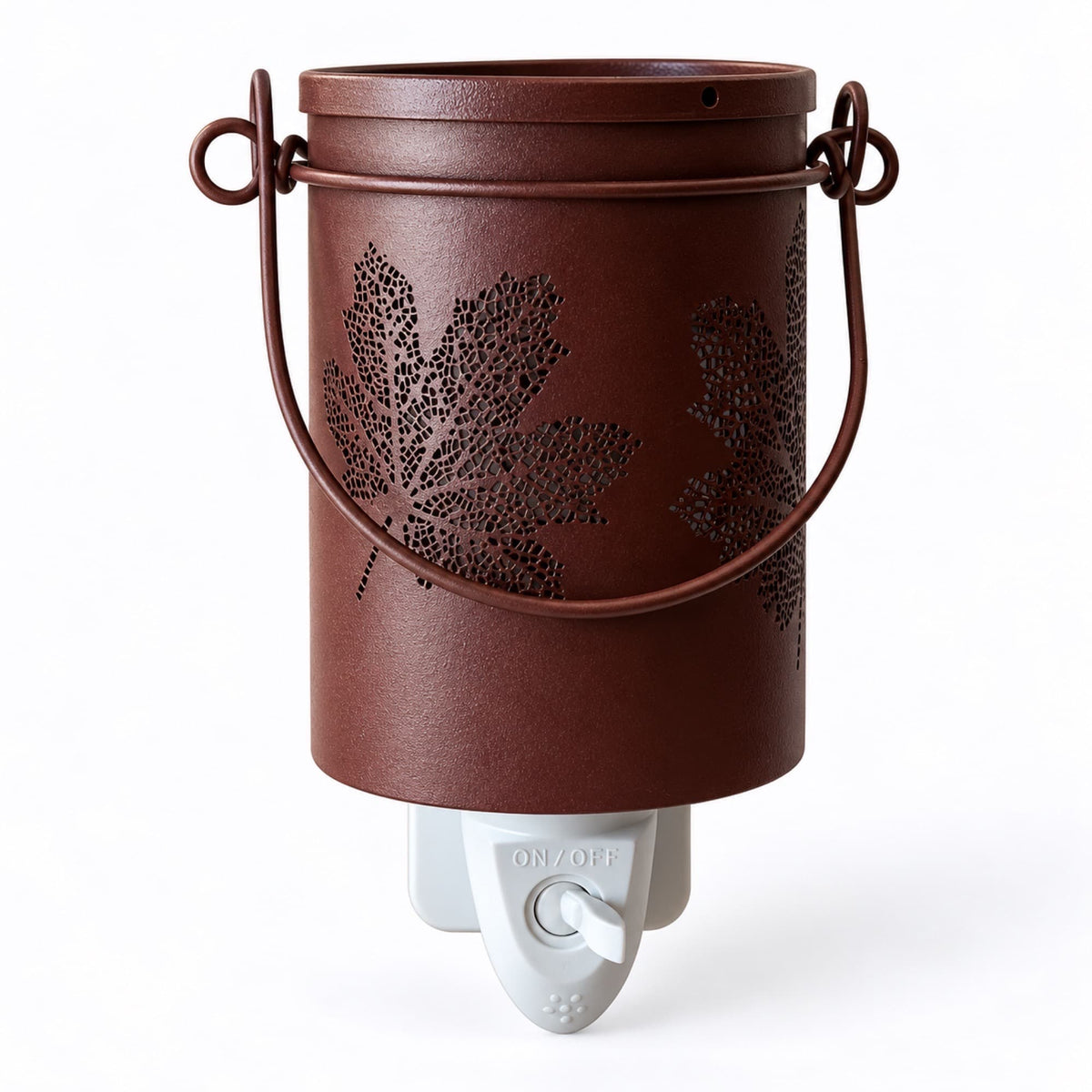 Quemador eléctrico para wax melts Hazel de metal marrón con diseño de hojas