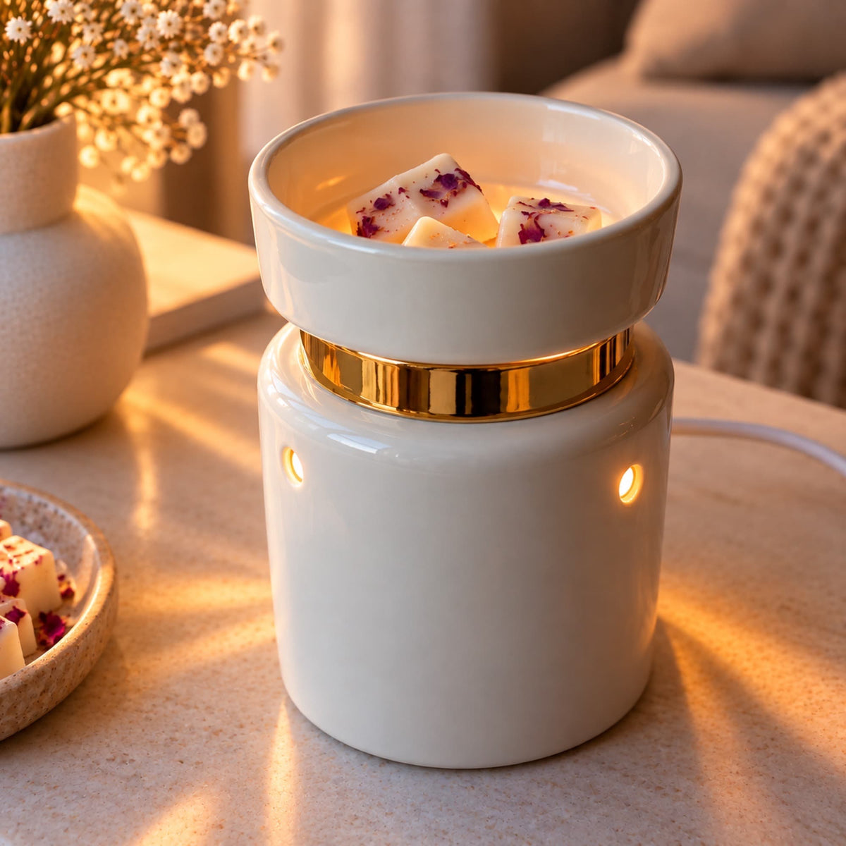Quemador eléctrico Ivory de cerámica con wax melts