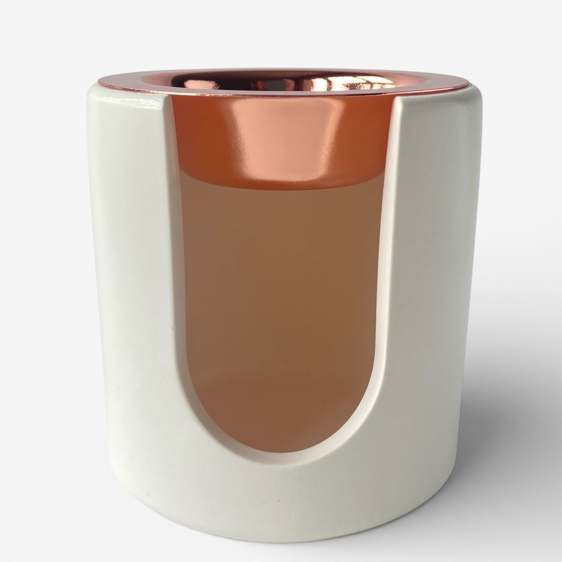 quemador de ceras aromáticas Aura de resina ecológica con platillo oro rosa para wax melts