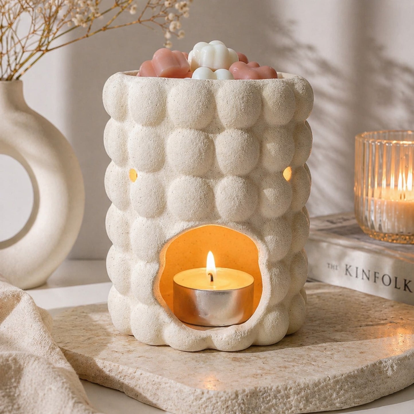quemador wax melts Bubble encendido con vela de té en ambiente decorativo cálido