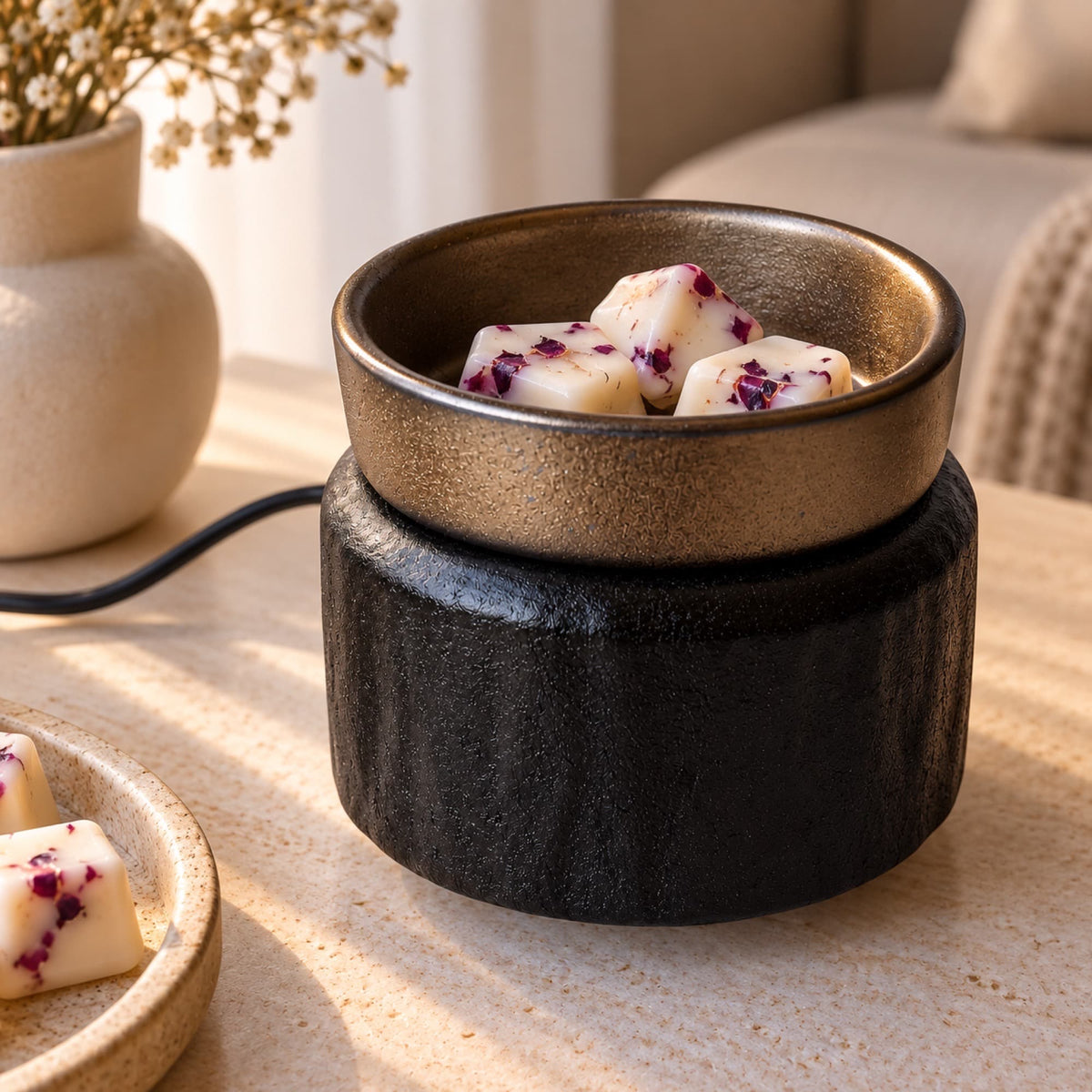 Quemador wax melts eléctrico Bronze en negro y bronce con wax melts