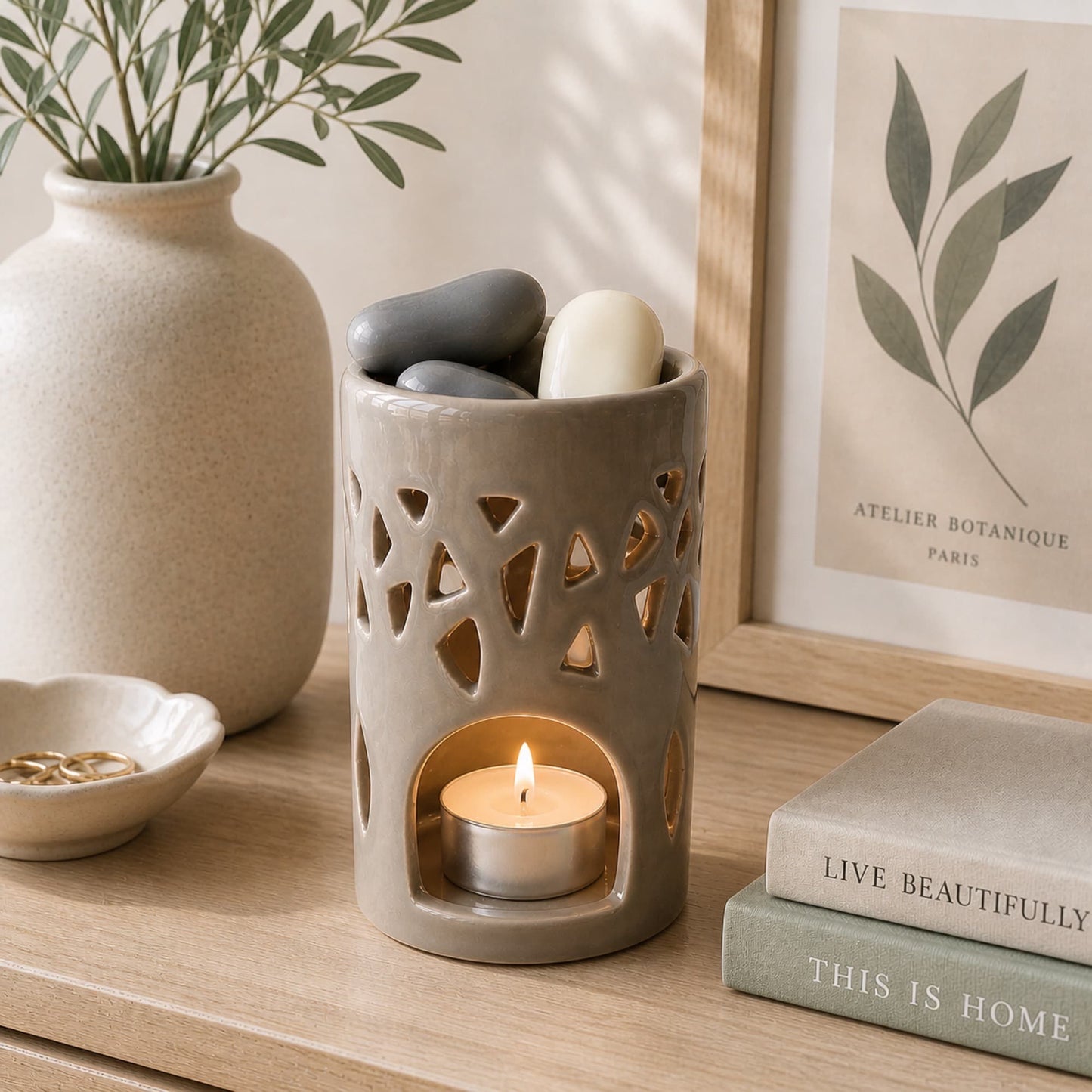quemador de wax melts Lumina en ambiente decorativo