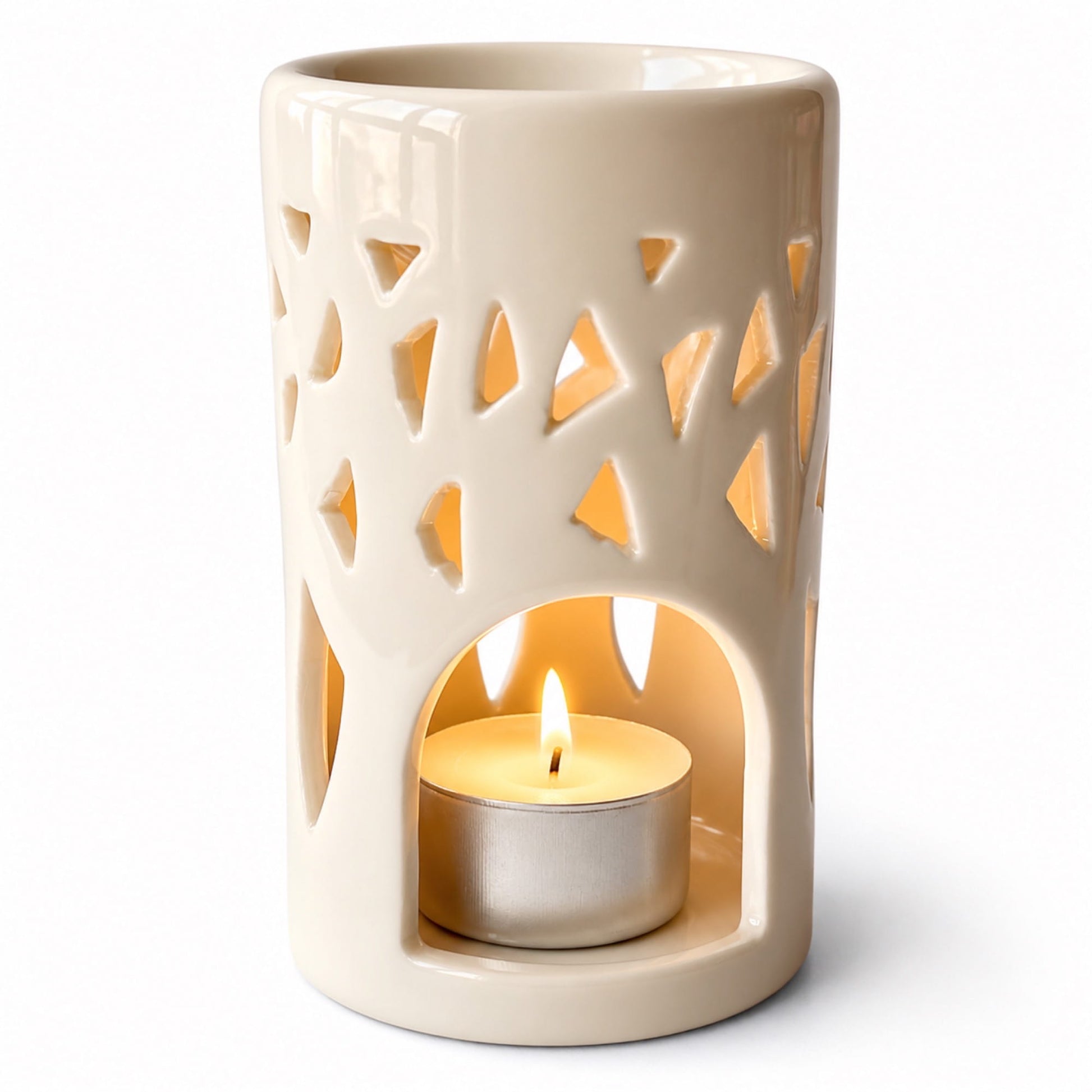 quemador de wax melts Lumina con vela de te encendida