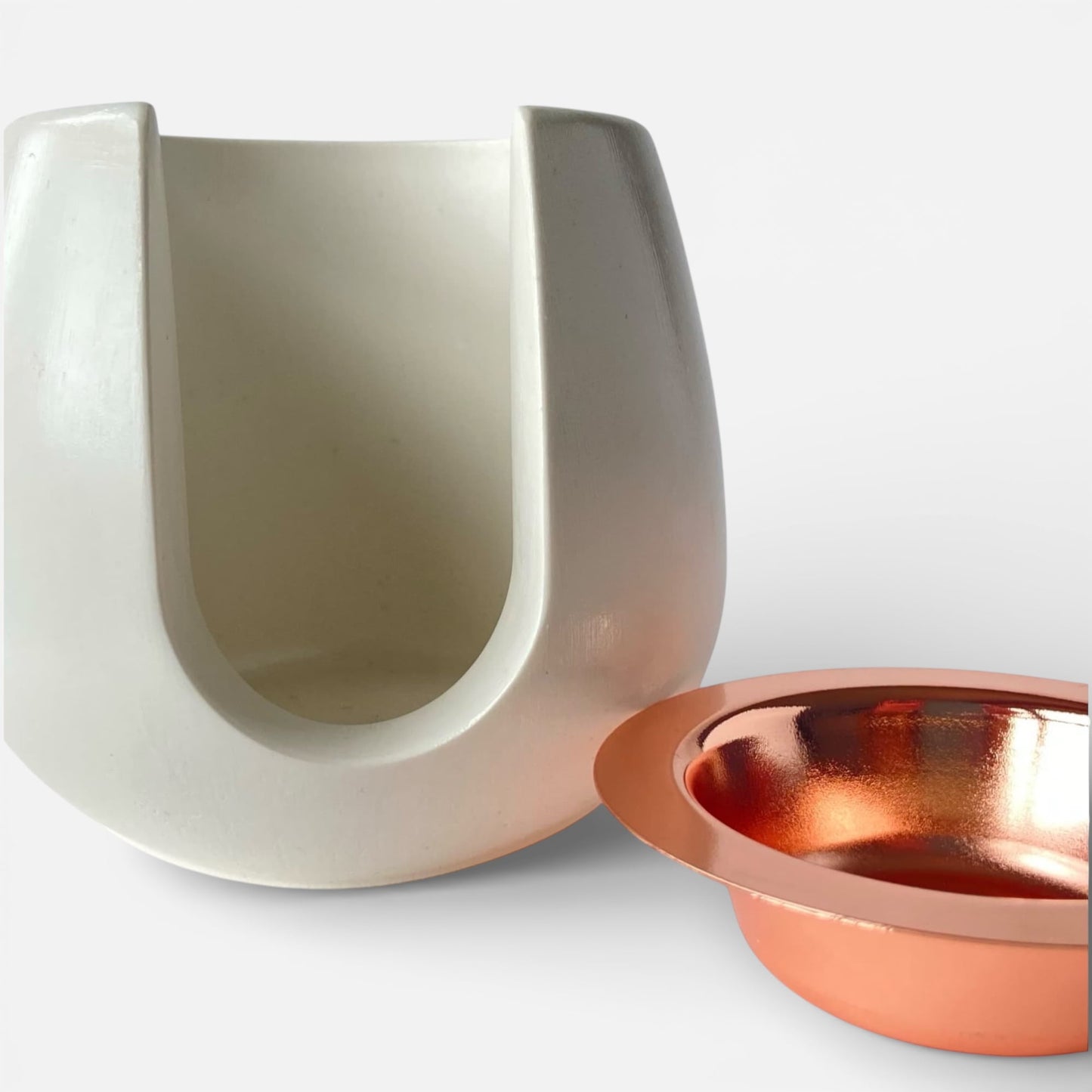 quemador de ceras aromáticas Tiara de resina ecológica con platillo oro rosa desmontable