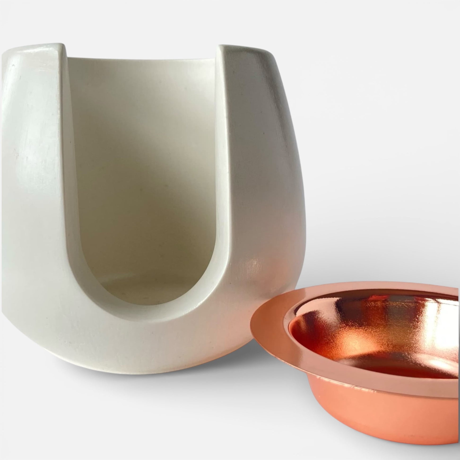 quemador de ceras aromáticas Tiara de resina ecológica con platillo oro rosa desmontable