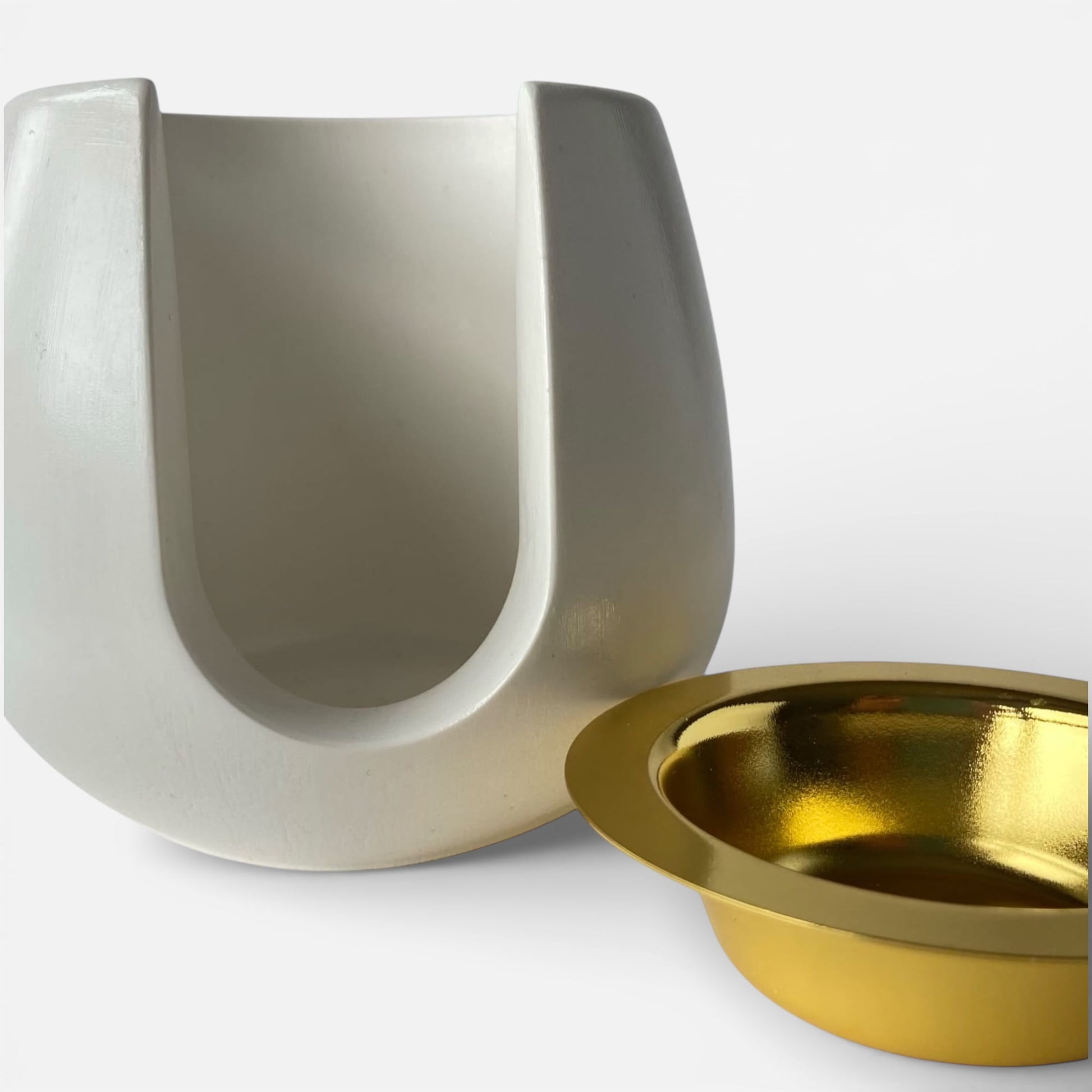 quemador de ceras aromáticas Tiara de resina ecológica con platillo dorado desmontable