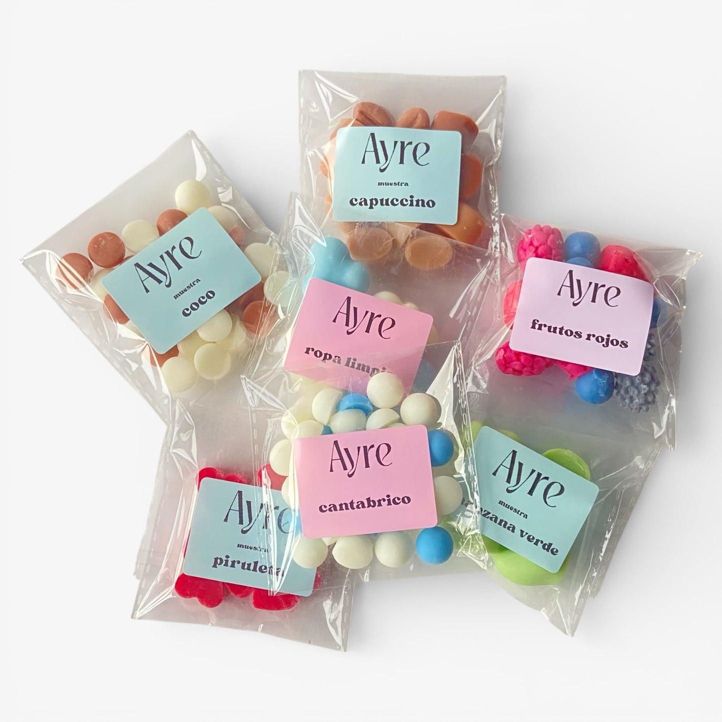 Set de muestras de wax melts de soja con diferentes aromas