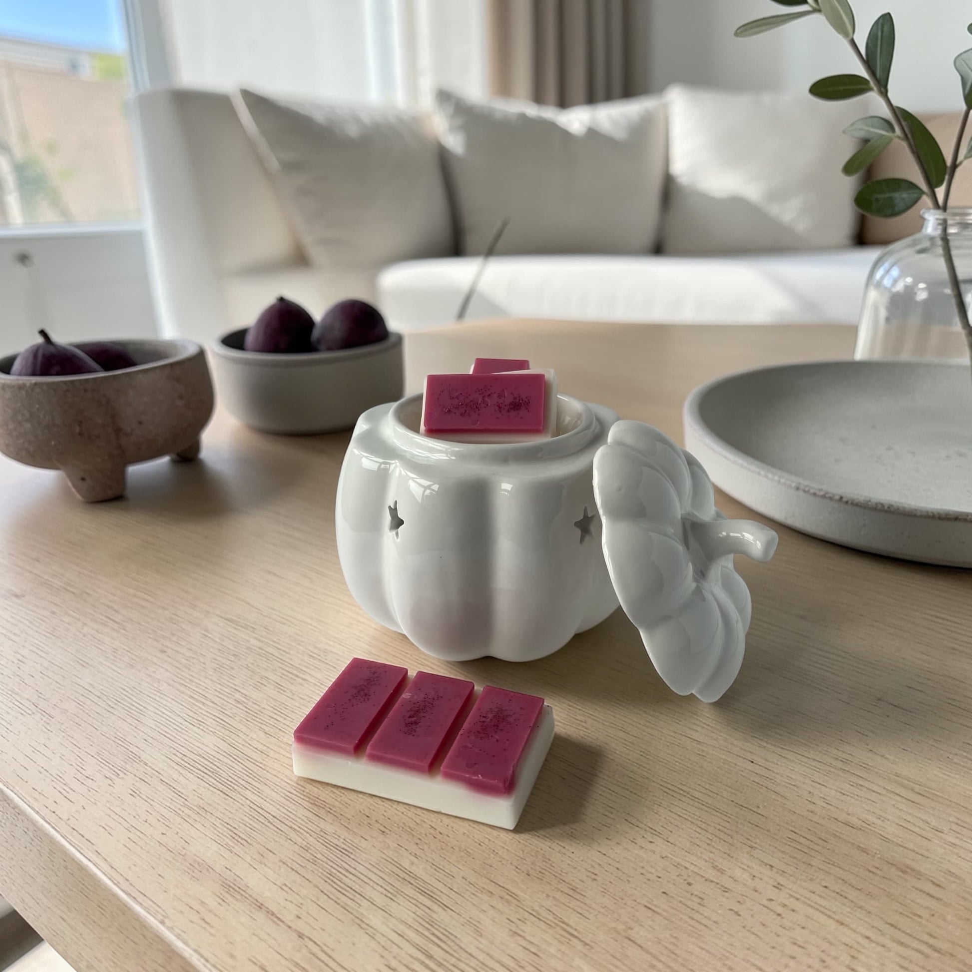 Snap bar de cera aromática higo mediterráneo en quemador decorativo aromatizando el hogar