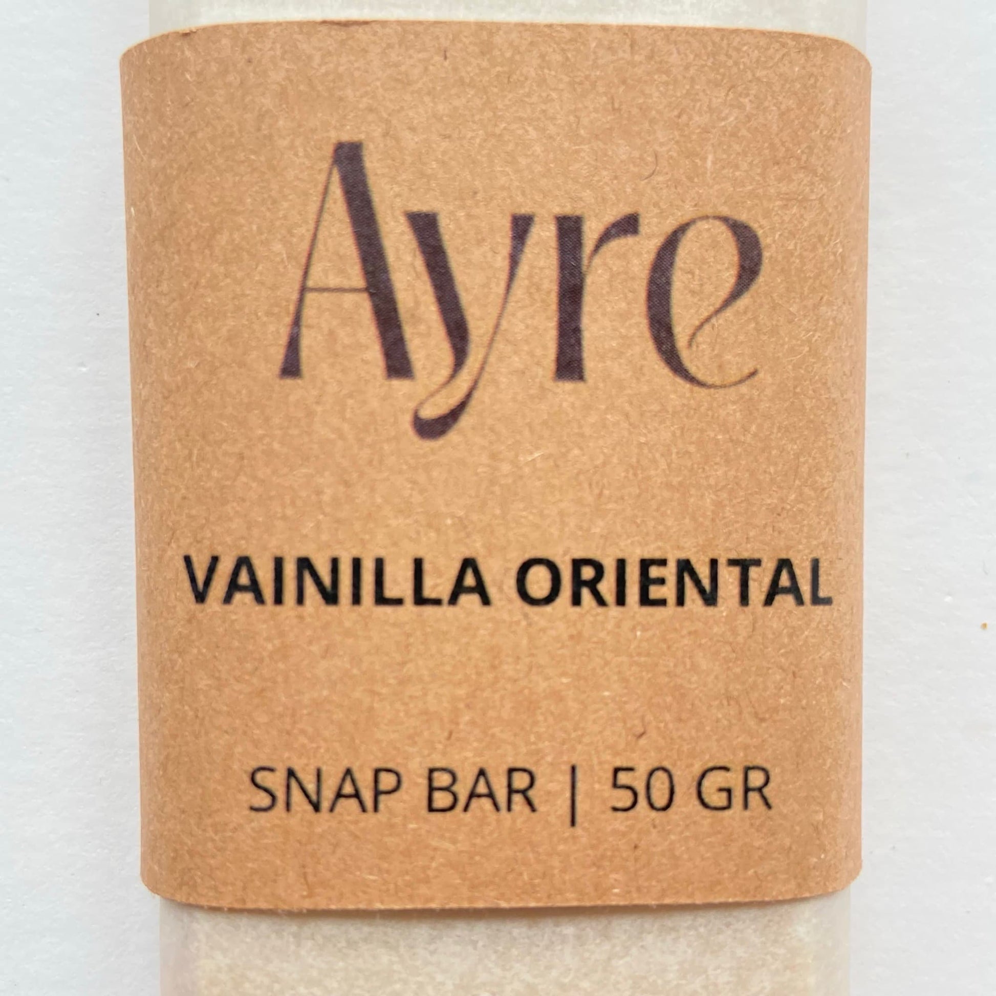 Snap bar de cera de soja aroma vainilla de oriente Ayre con etiqueta del aroma