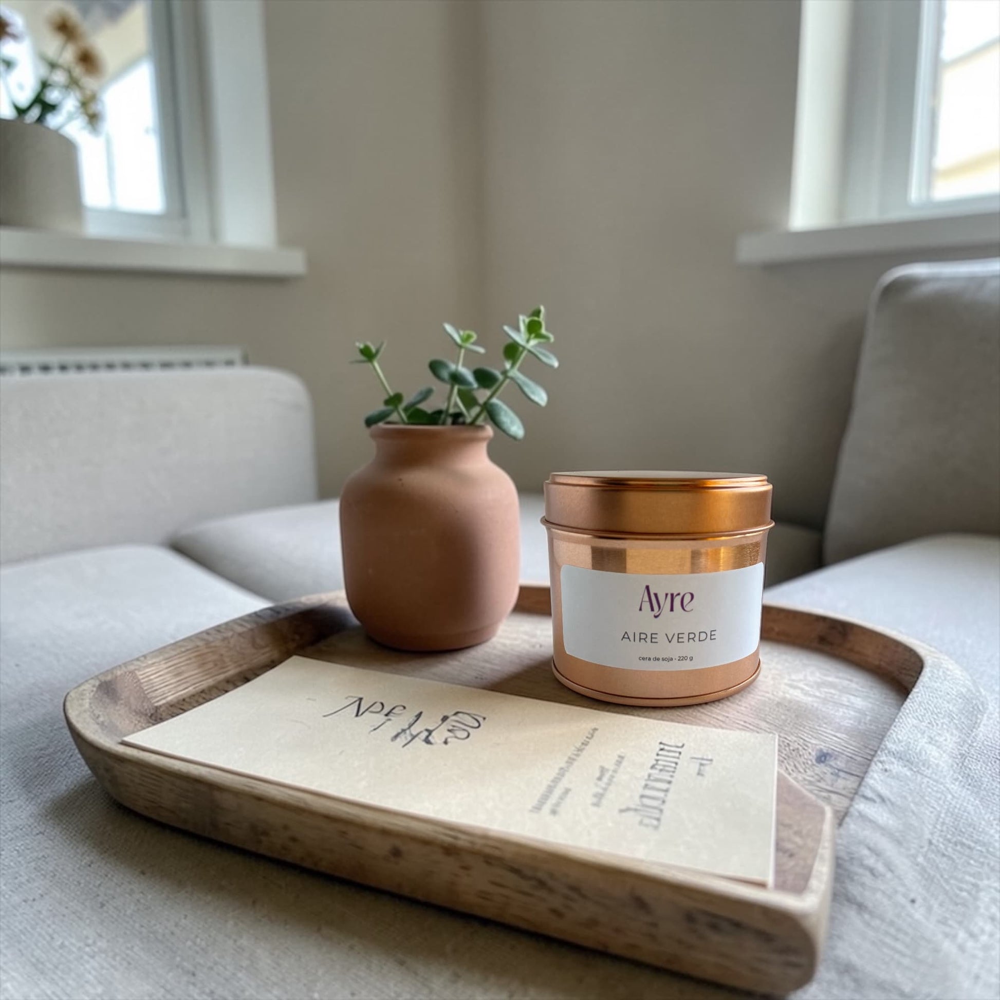 vela aromática de soja Aire Verde Ayre decoración hogar