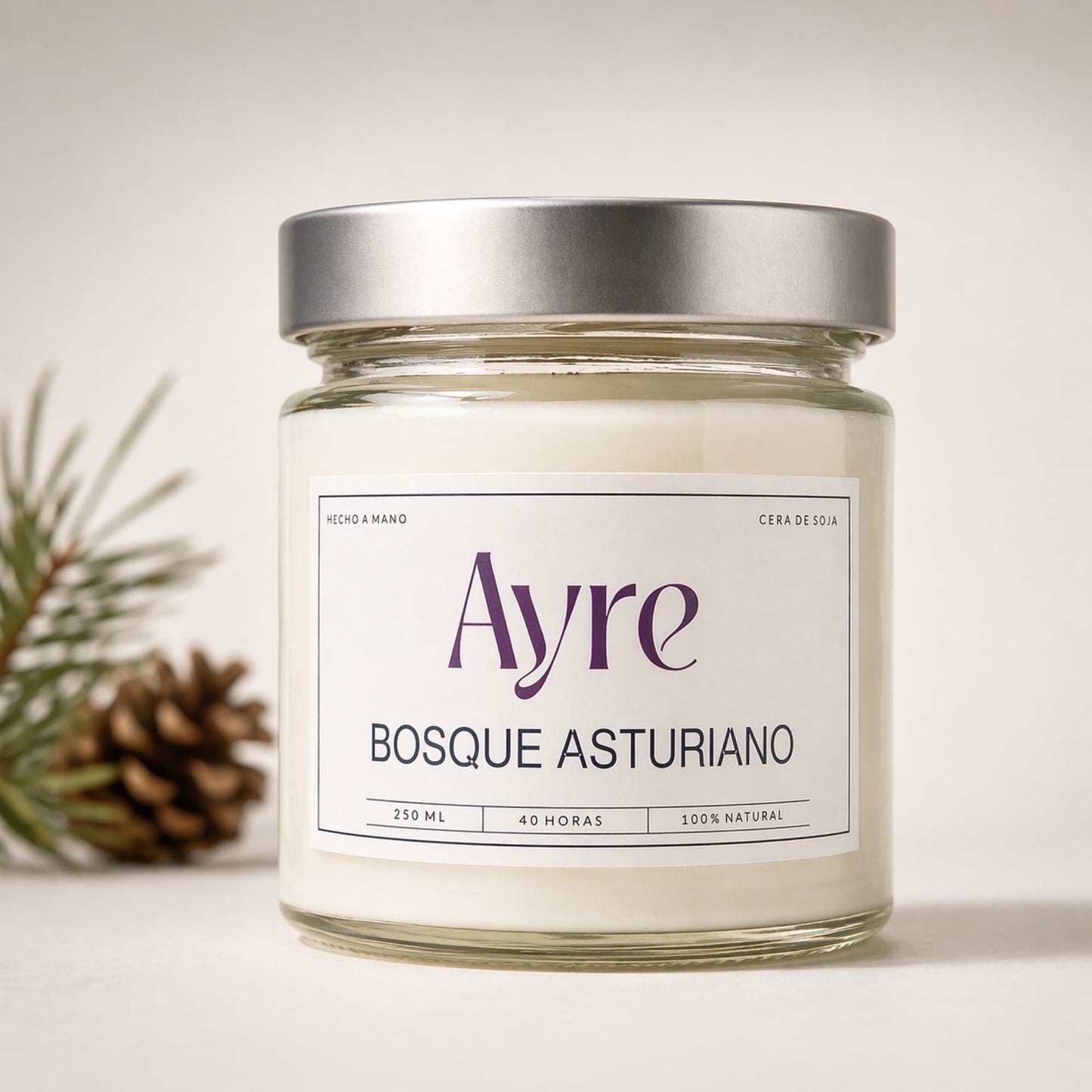 Vela aromática de soja Bosque Asturiano Ayre con aroma natural inspirada en el bosque