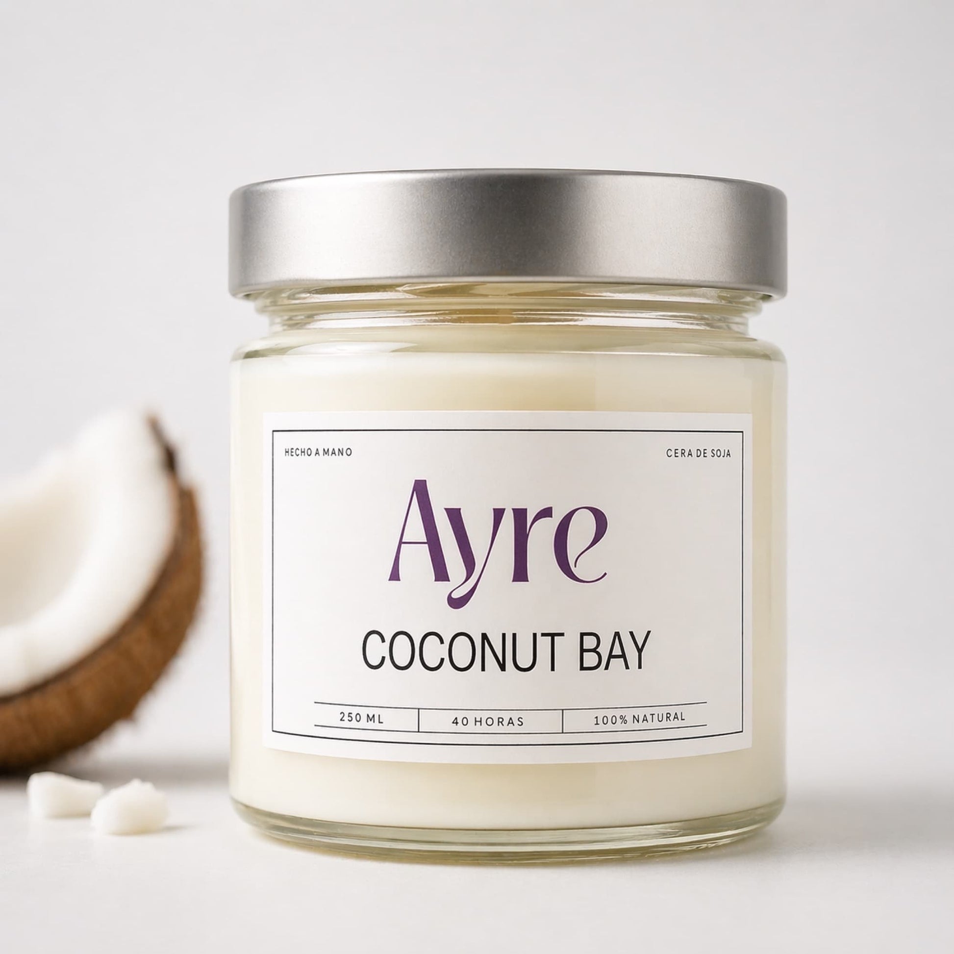 Vela aromática de soja Coconut Bay Ayre con aroma tropical a coco natural