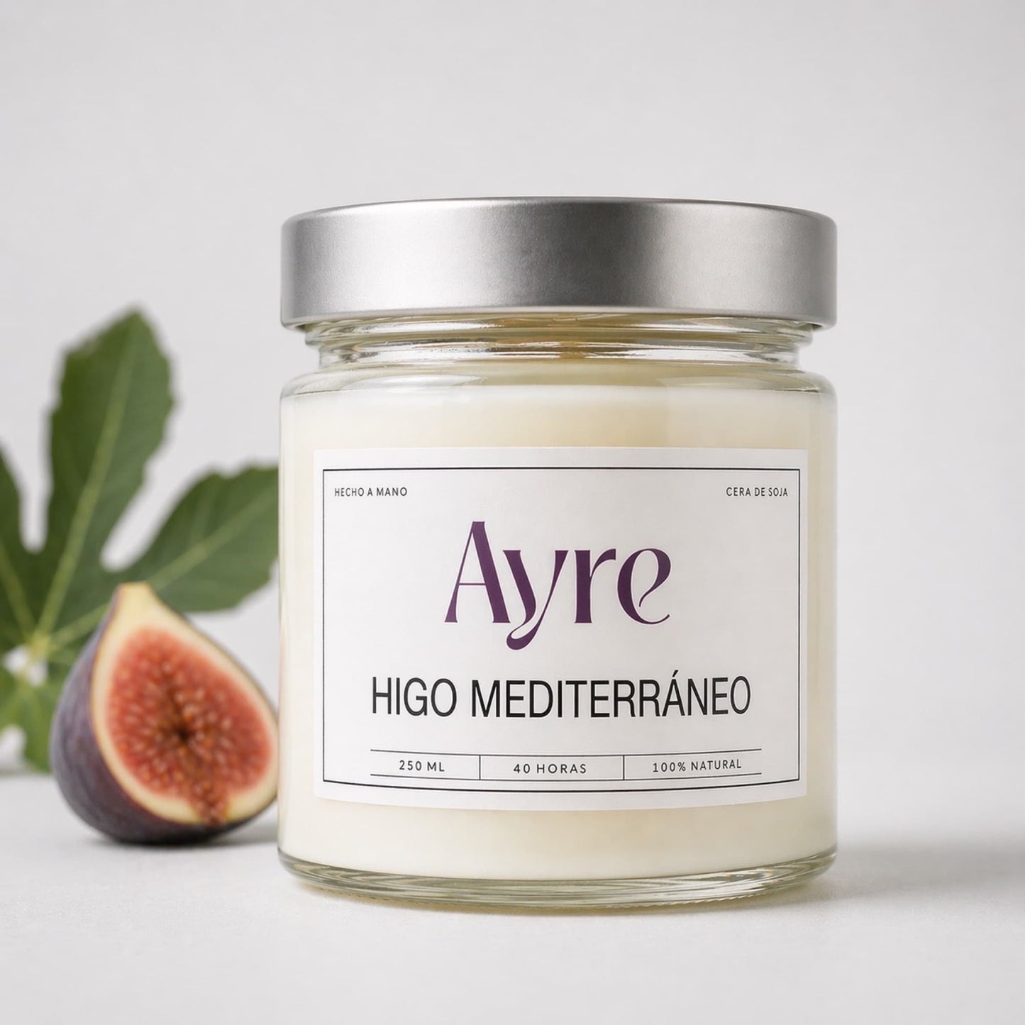 Vela aromática de soja Higo Mediterráneo Ayre con aroma verde y fresco a higuera natural