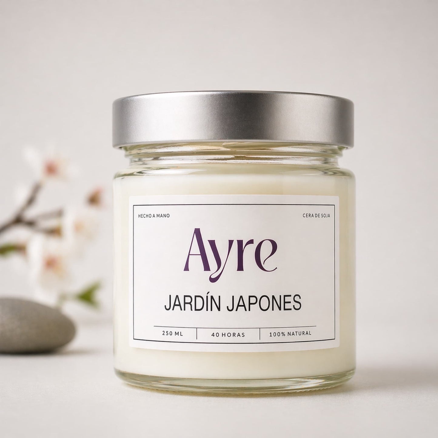 Vela aromática de soja Jardín Japonés Ayre con aroma suave y relajante inspirado en la naturaleza