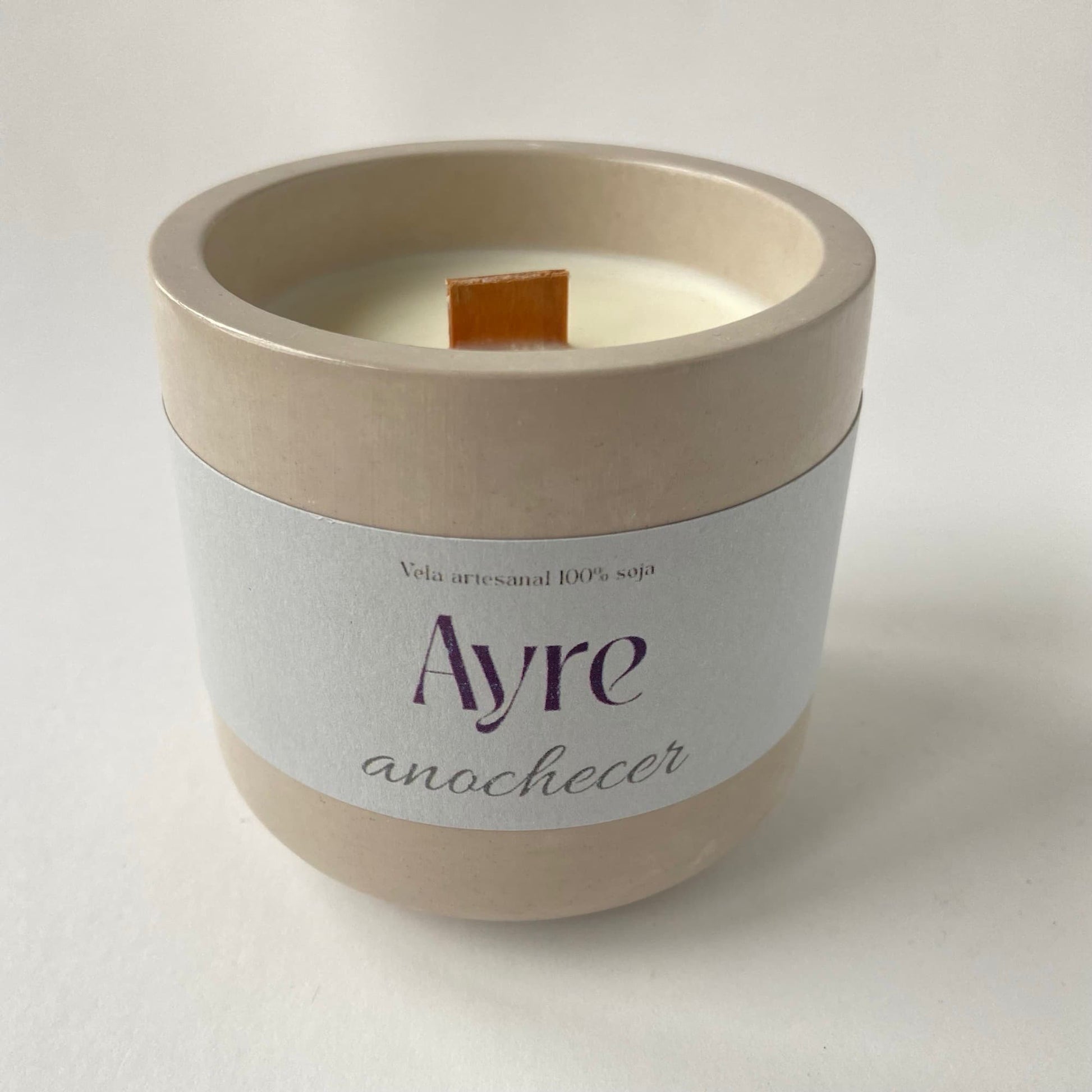 Vela aromática de soja Anochecer con mecha de madera