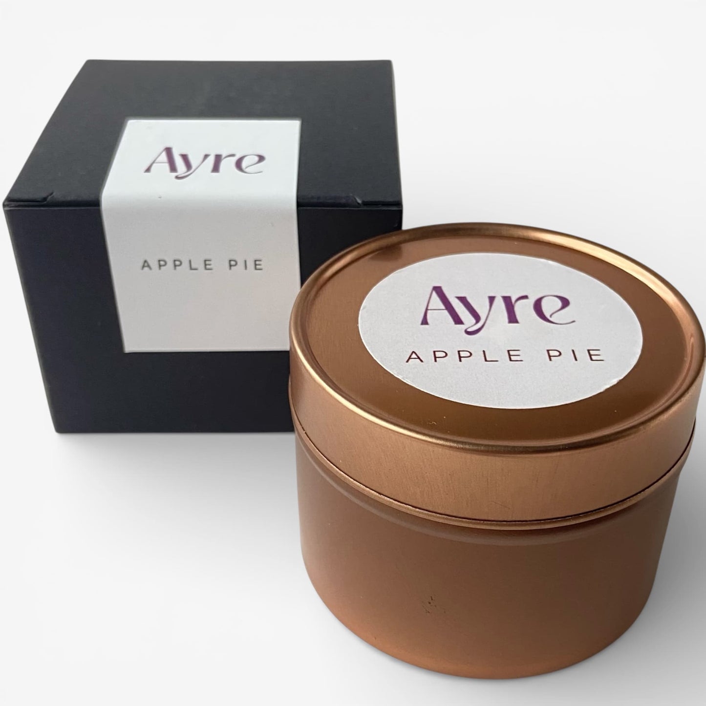 Vela aromática de soja Apple Pie Ayre con caja, ideal para regalo.