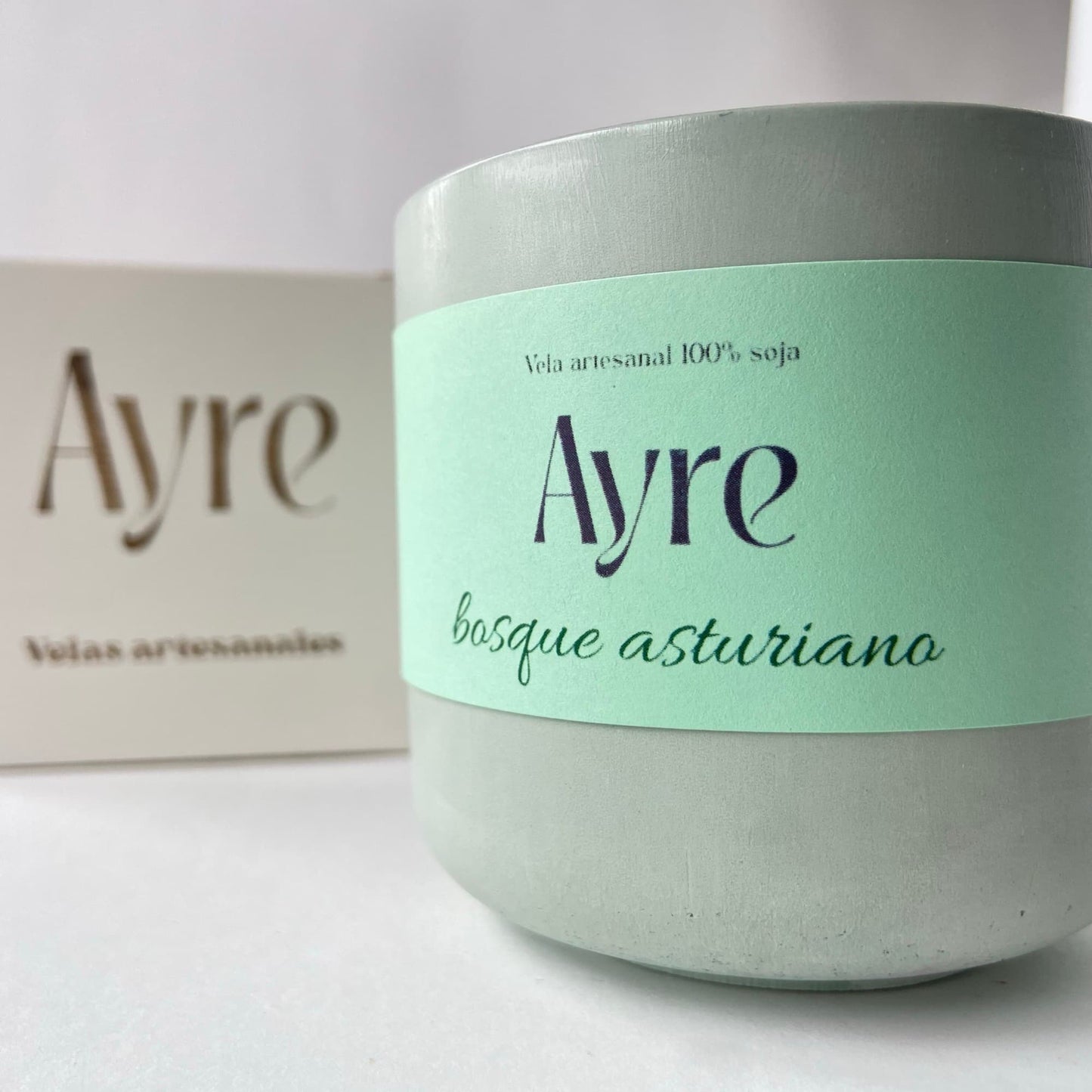 Vela aromática de soja Bosque Asturiano con caja de Ayre