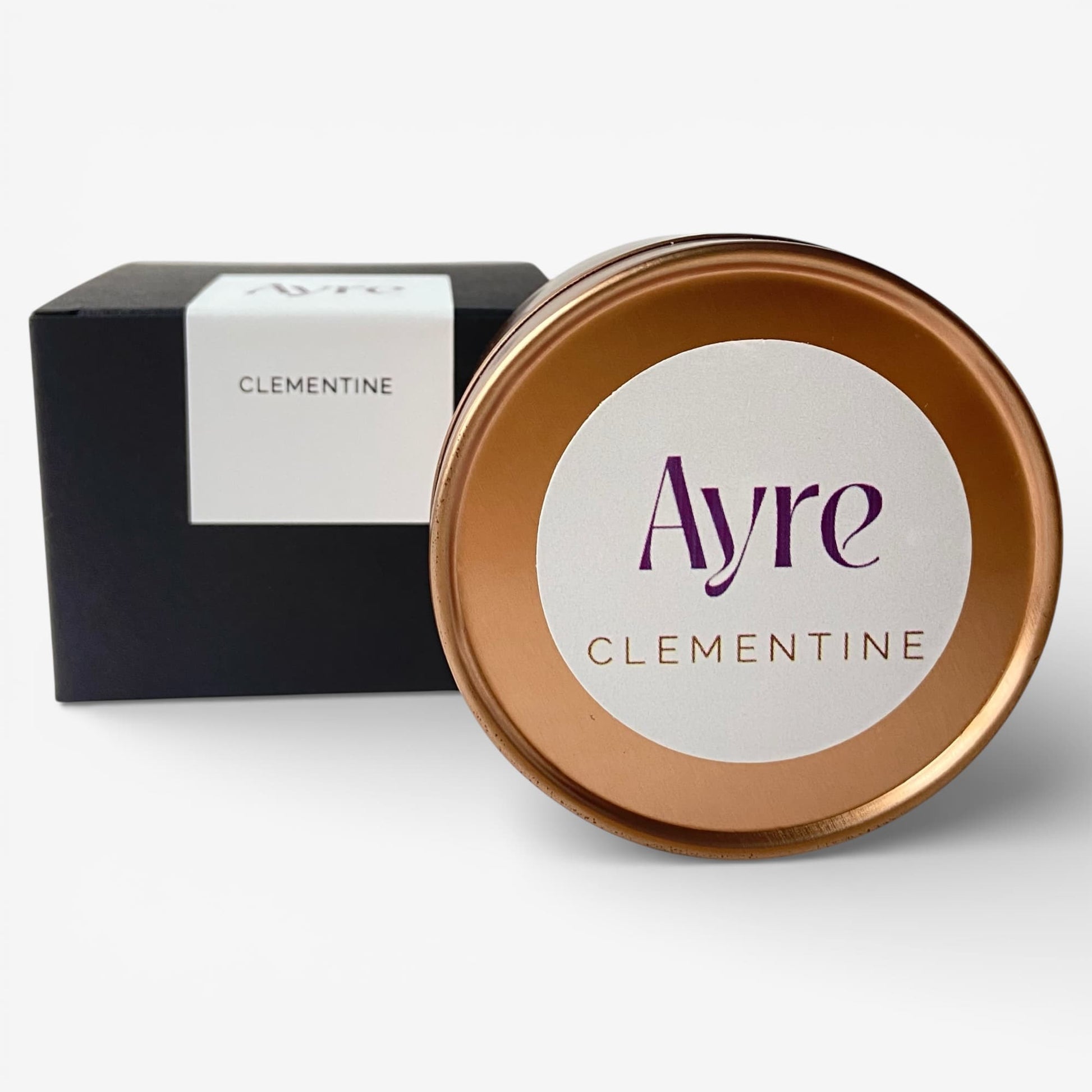 Vela aromática de soja Clementine Ayre con caja de regalo.