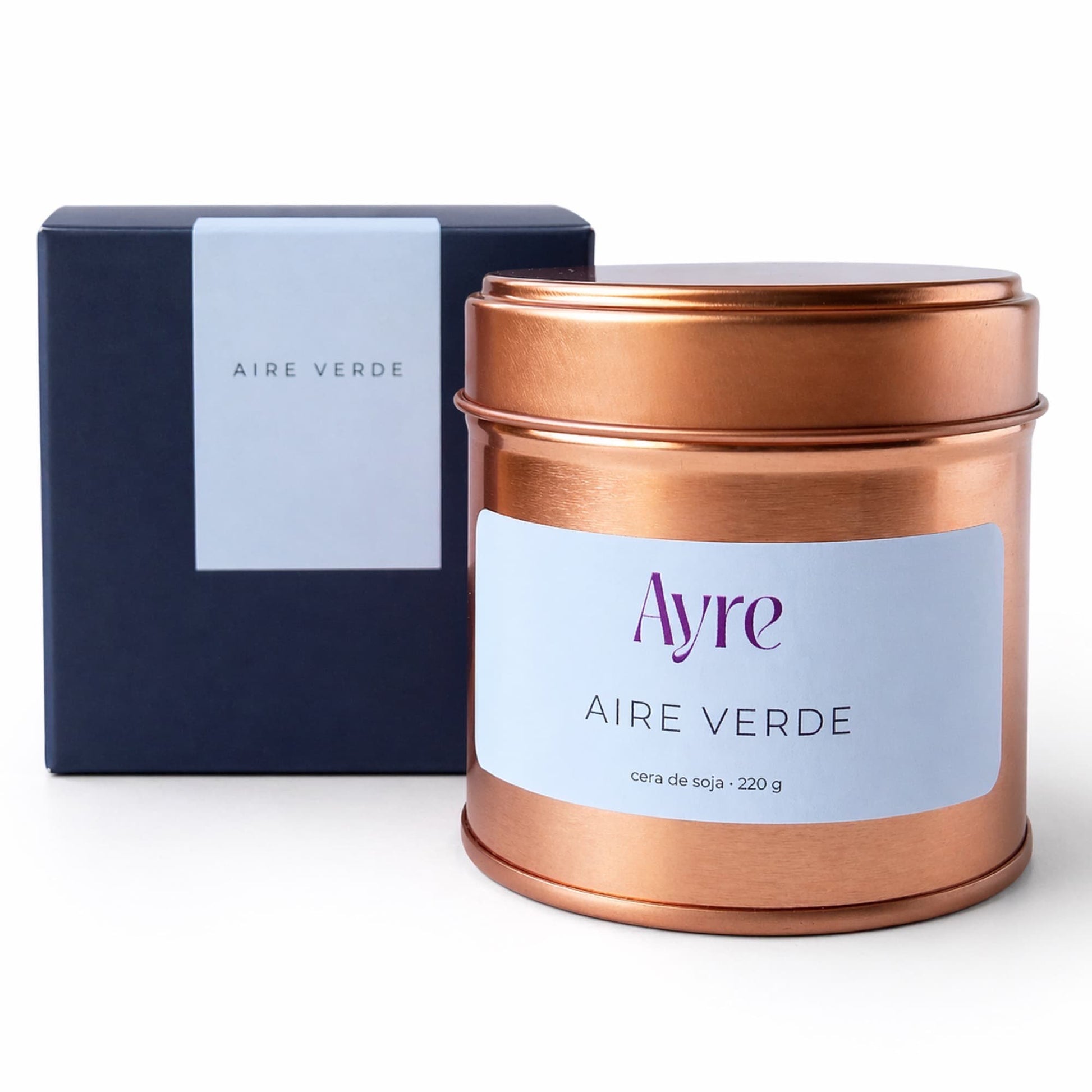 vela de soja aire verde ayre con caja