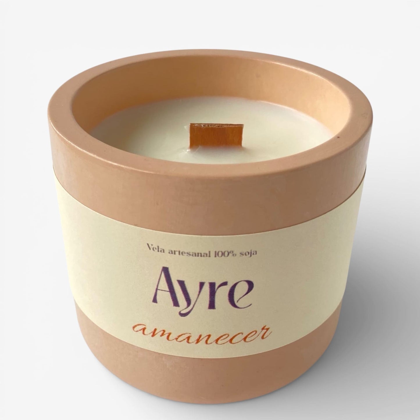 vela de soja Amanecer Ayre vela aromática con mecha de madera
