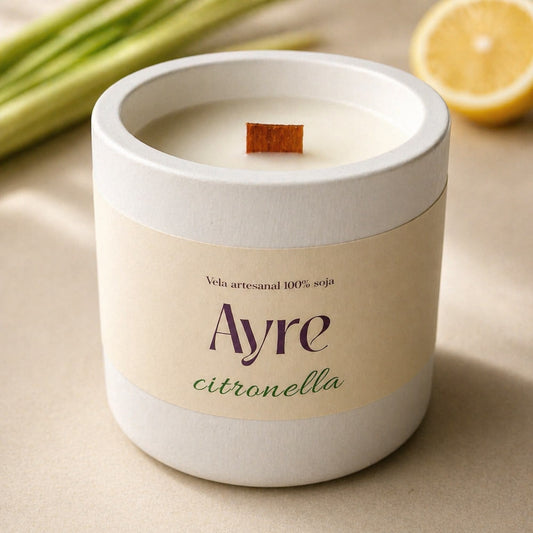 vela de soja aromática citronela con limón ayre