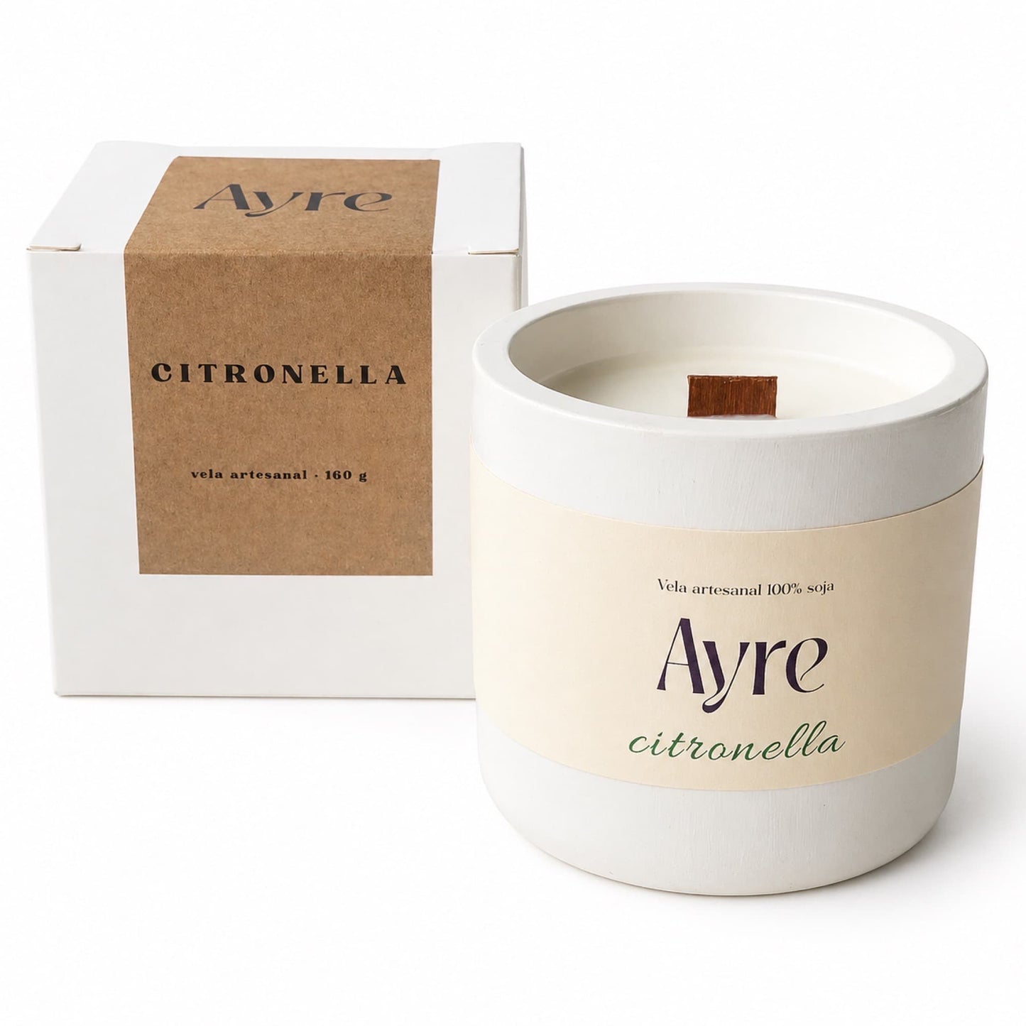 vela de soja citronela con caja ayre