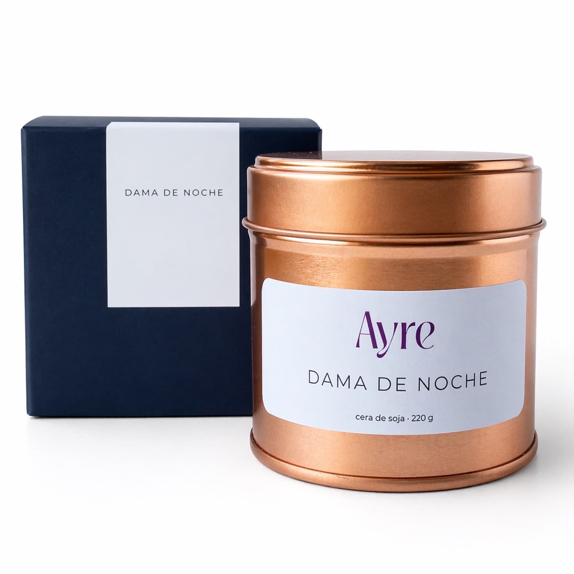 vela de soja dama de noche ayre con caja packaging