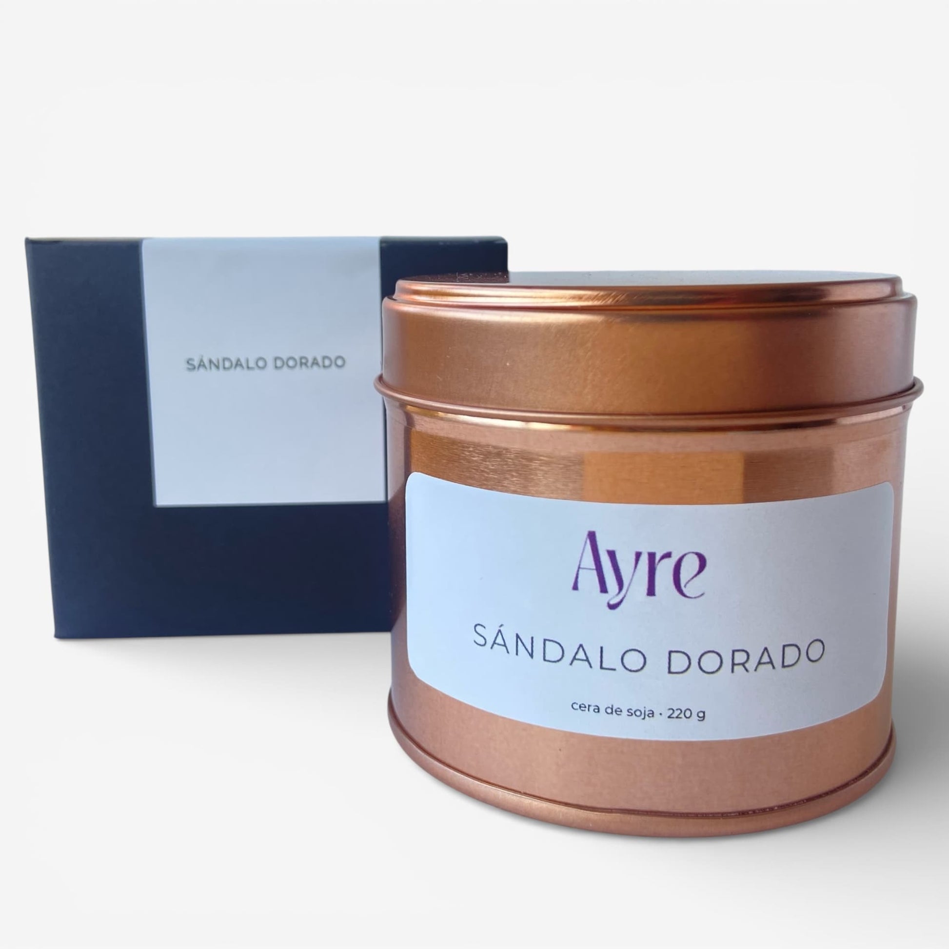 vela aromática Sándalo Dorado Ayre vela artesanal con caja regalo