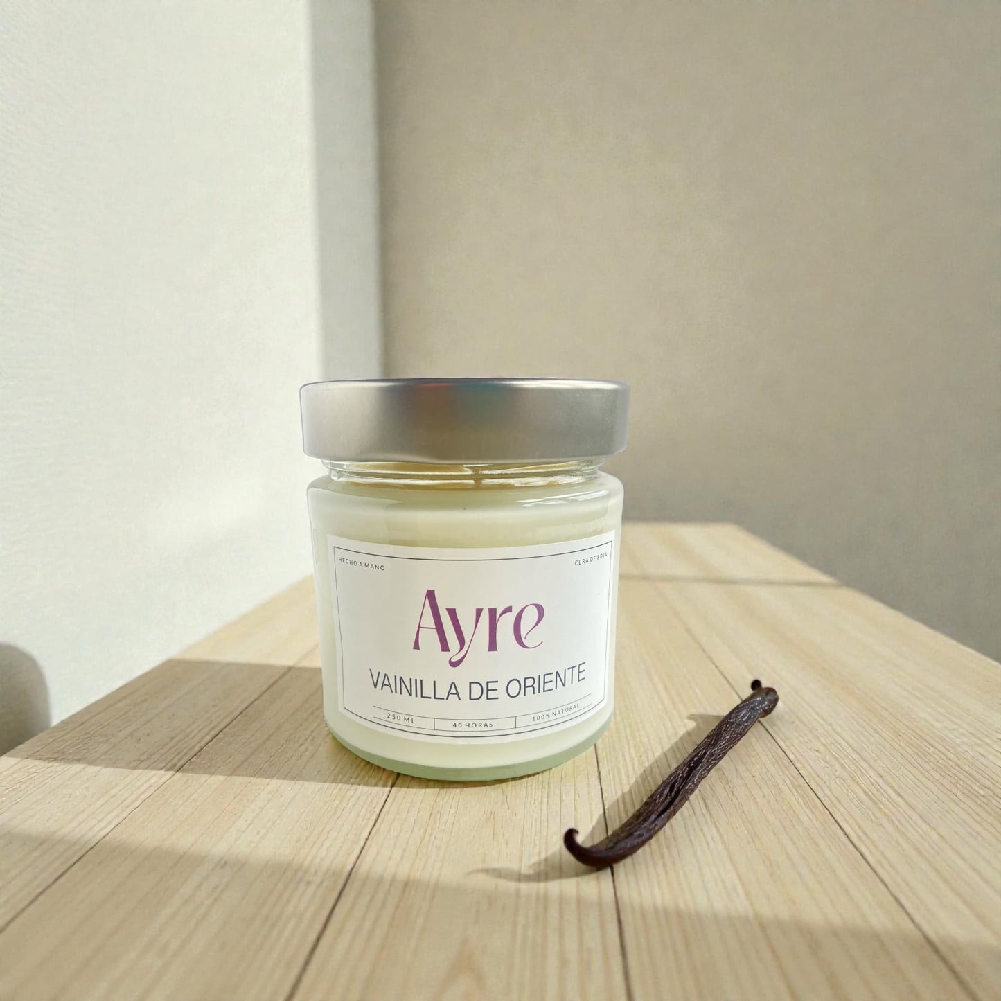 vela aromática de soja Vainilla de Oriente con vainilla natural