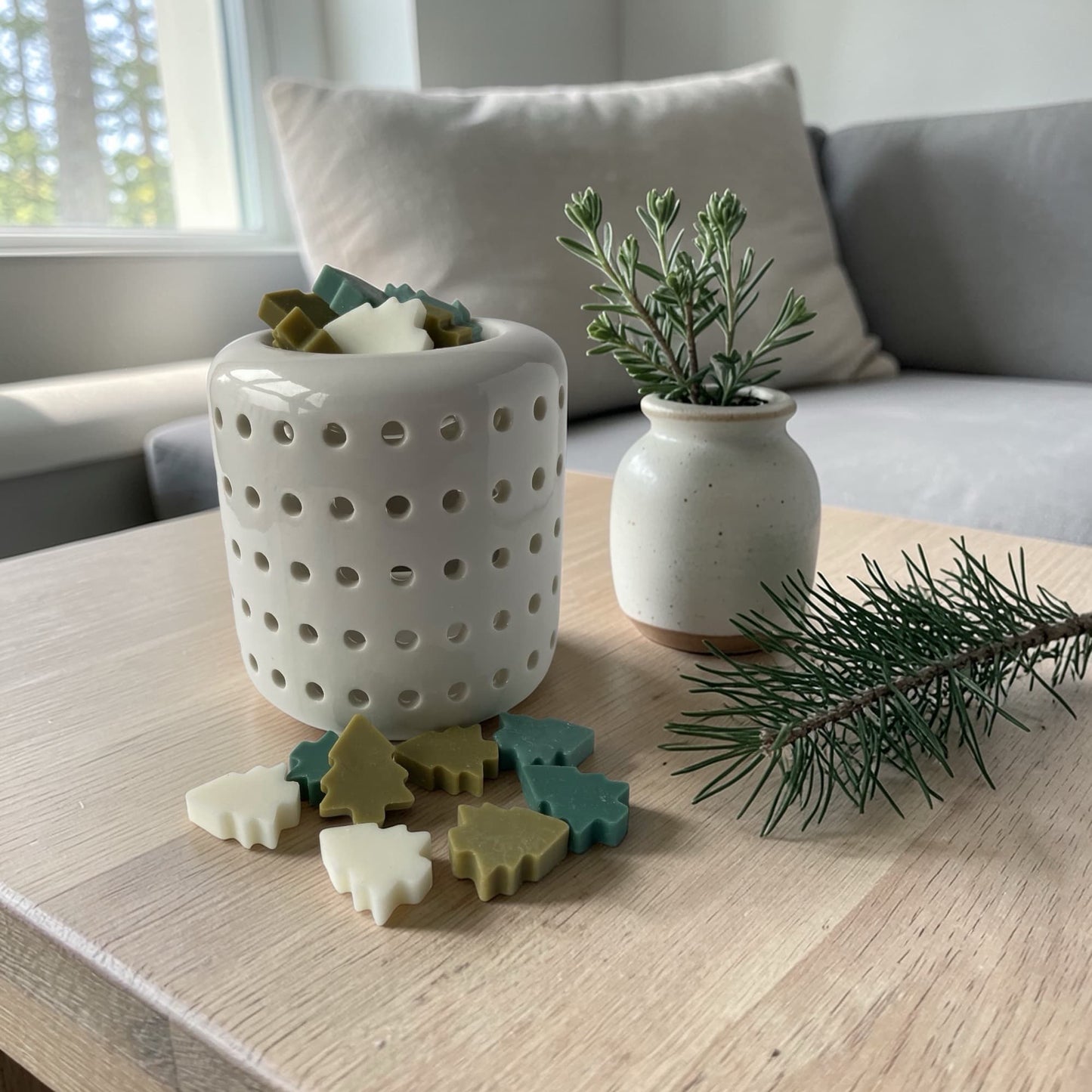 Wax melts de soja aroma Agujas de Pino en quemador decorativo aromatizando el hogar