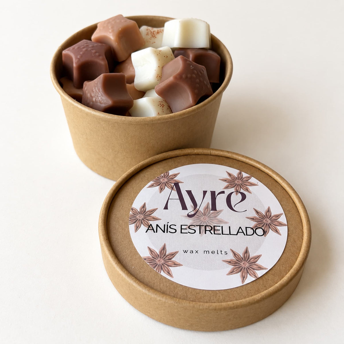 Wax melts de anís estrellado de Ayre en envase kraft con etiqueta