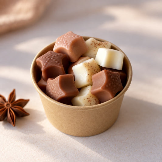 Wax melts de anís estrellado de Ayre en tonos marrón y crema