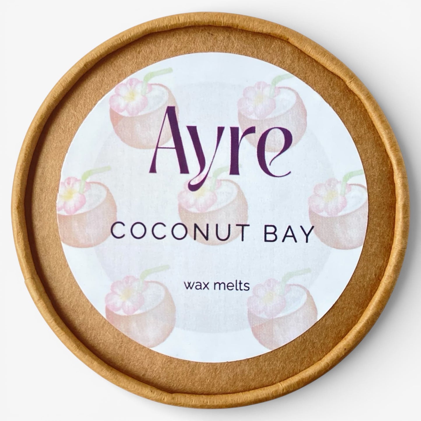 Wax melts de soja aroma Coconut Bay Ayre con etiqueta del aroma