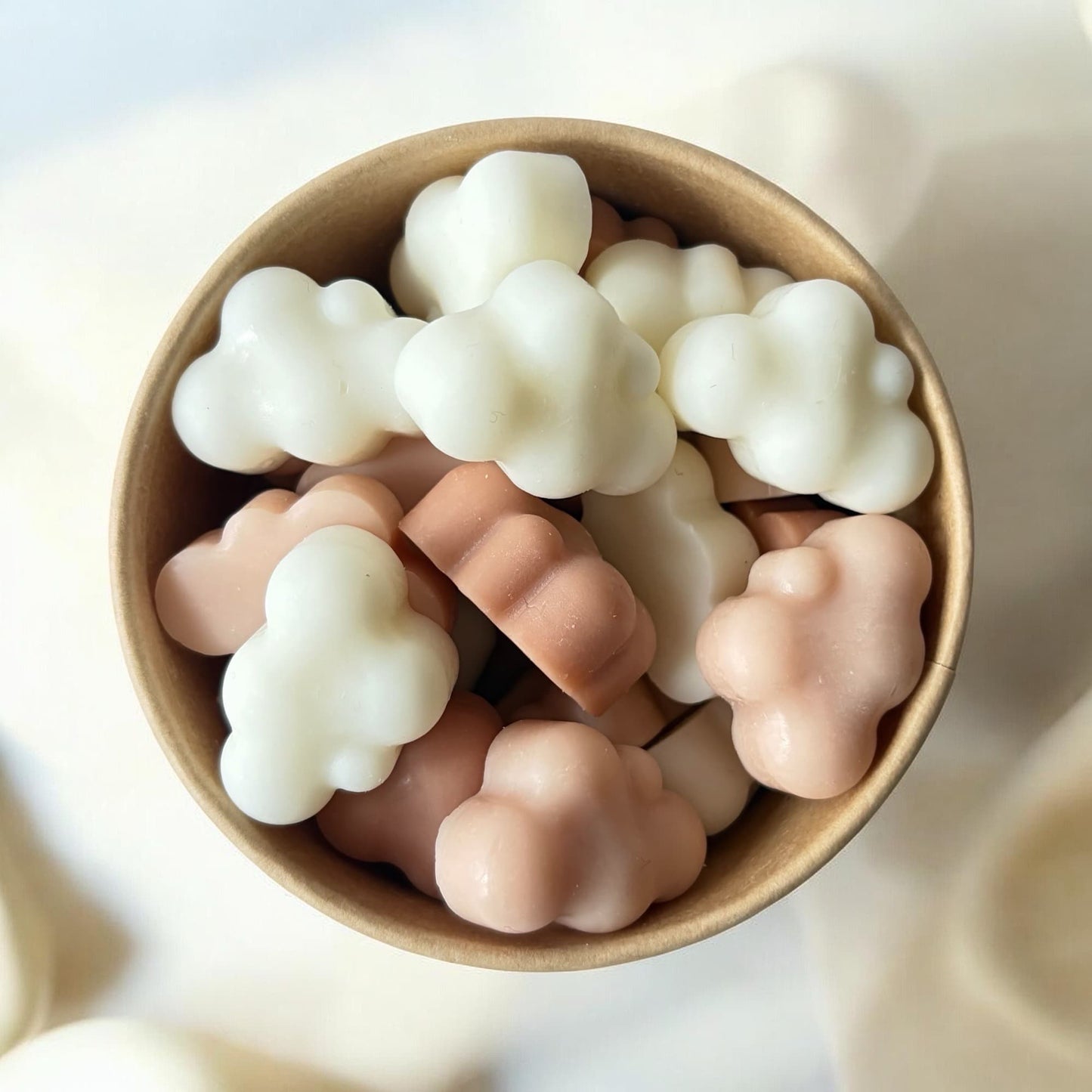 Wax melts de soja aroma cashmere con fragancia suave, cálida y envolvente tipo limpio y elegante