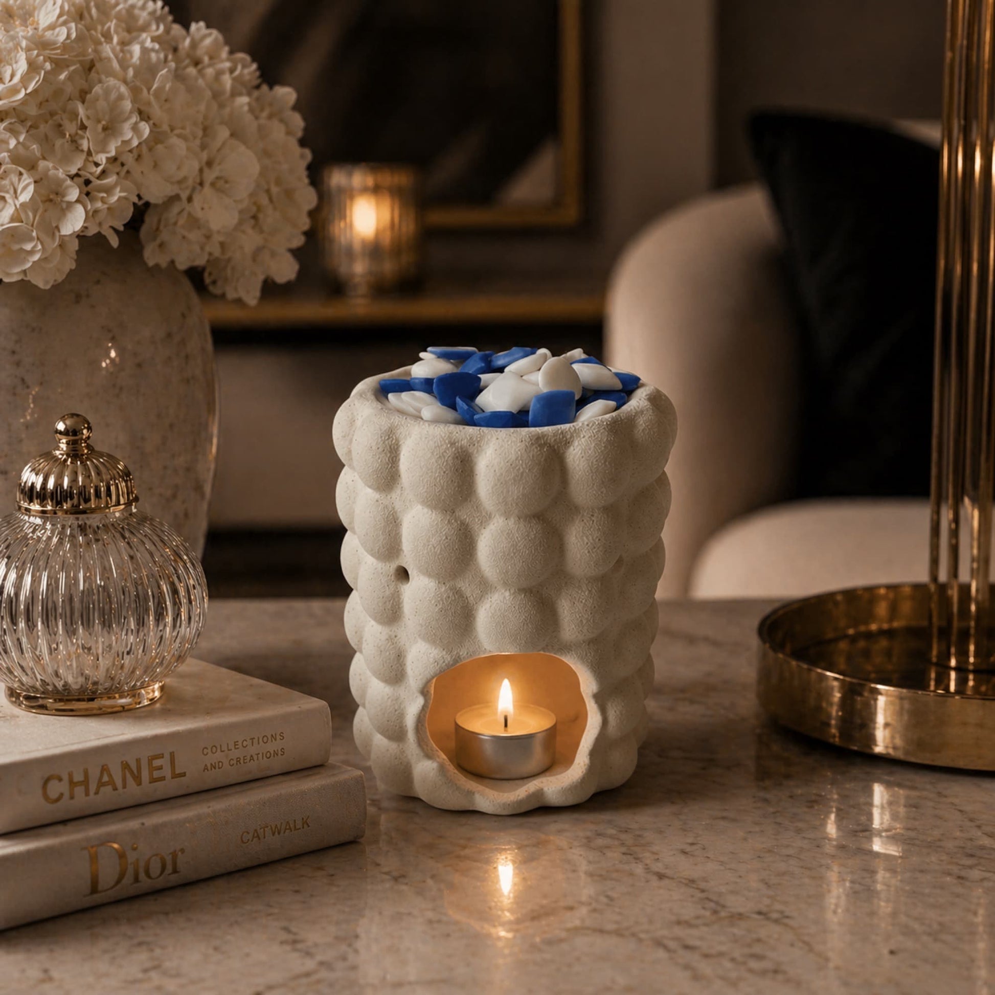 wax melts Éclat Bleu Ayre en quemador decoración hogar lujo