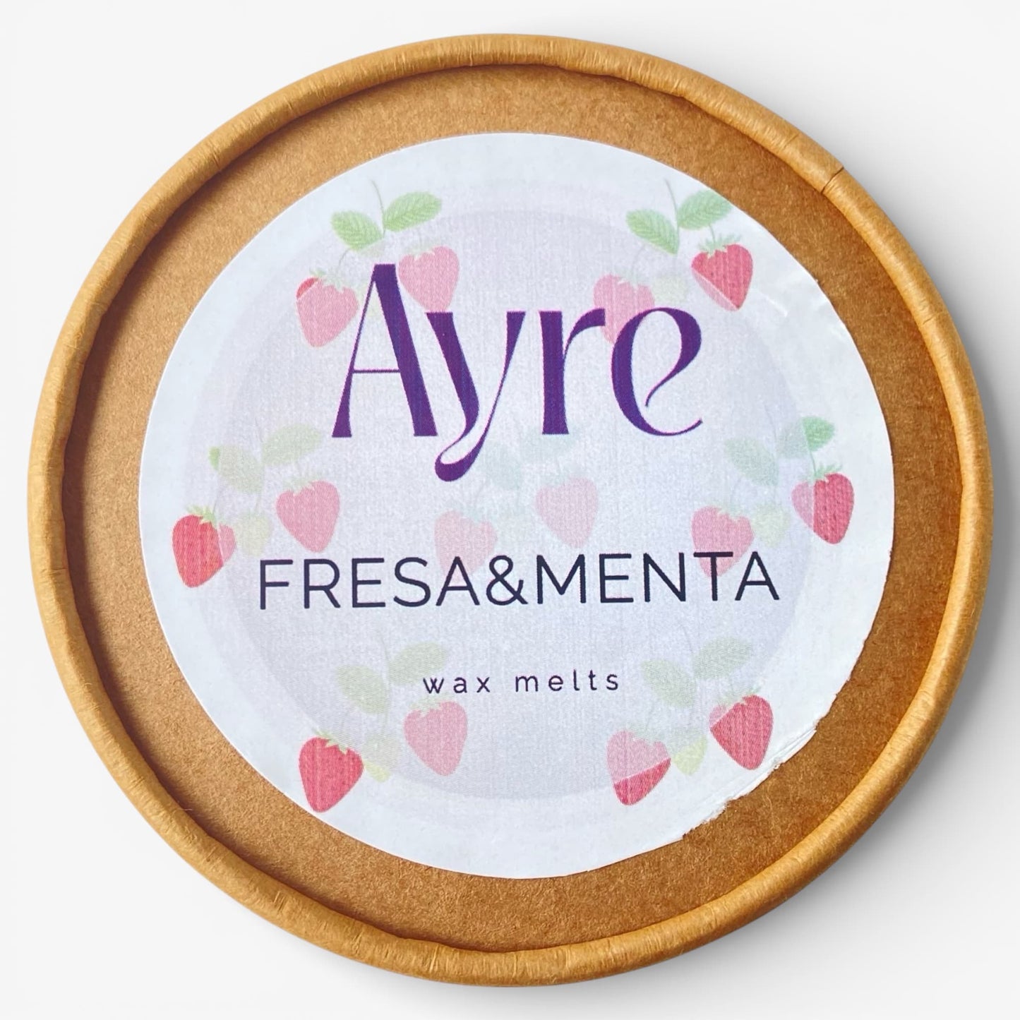 Wax melts de soja aroma fresa menta Ayre con etiqueta del aroma