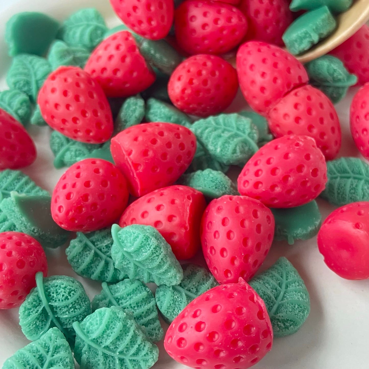 detalle wax melts de soja fresa y menta